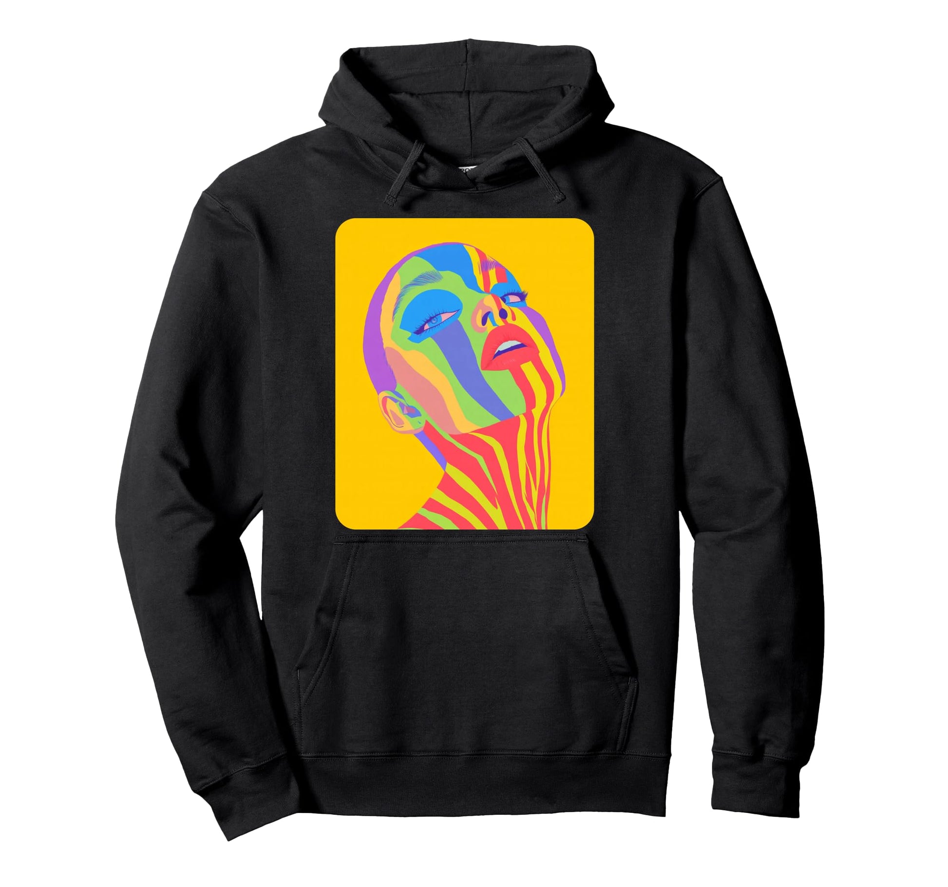 Pop Art Colorful Womens Yellow Hoodie - Unique Graphic for Adults - T-Shirt, Sweatshirt, Hoodie