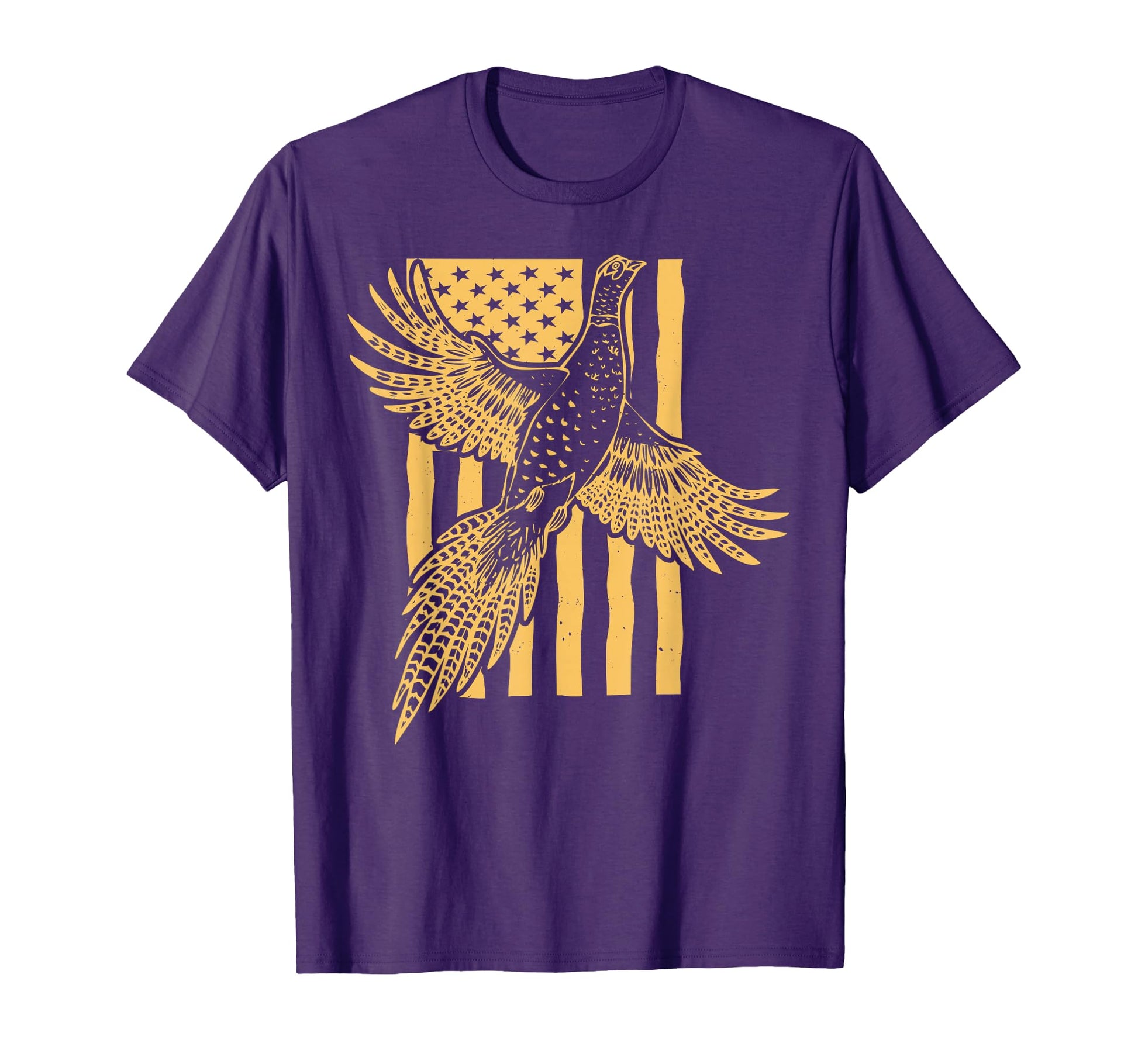 Pheasant Bird Hunter American Flag T-Shirt - Unique Graphic Men Women - T-Shirt, Sweatshirt, Hoodie