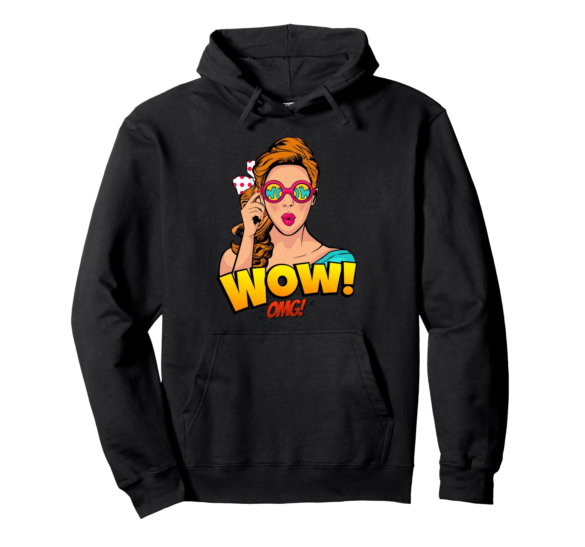 Womens Wow Pop Art Hoodie - Minimalist Print for Adults - T-Shirt, Sweatshirt, Hoodie