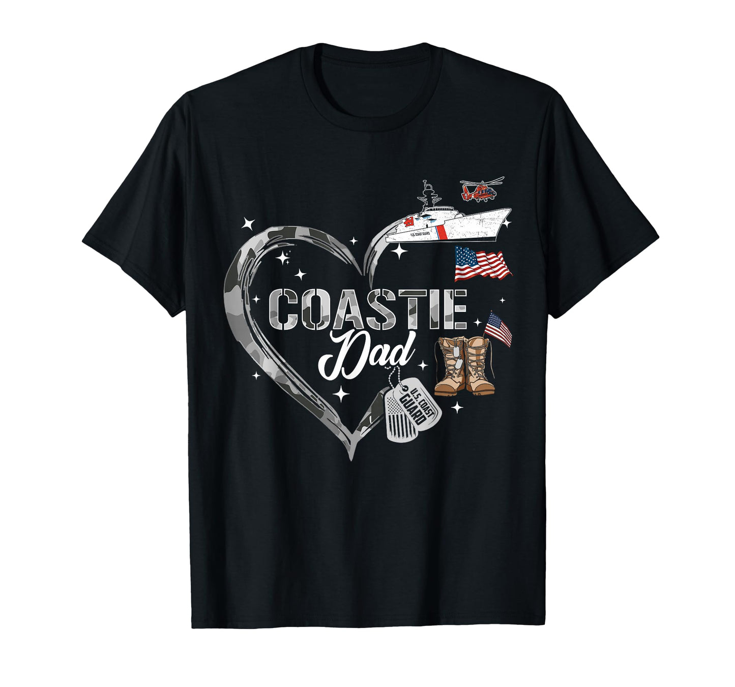 Proud Coastie Dad Camo Heart Coast T-Shirt - Custom Art Print for Adults - T-Shirt, Sweatshirt, Hoodie
