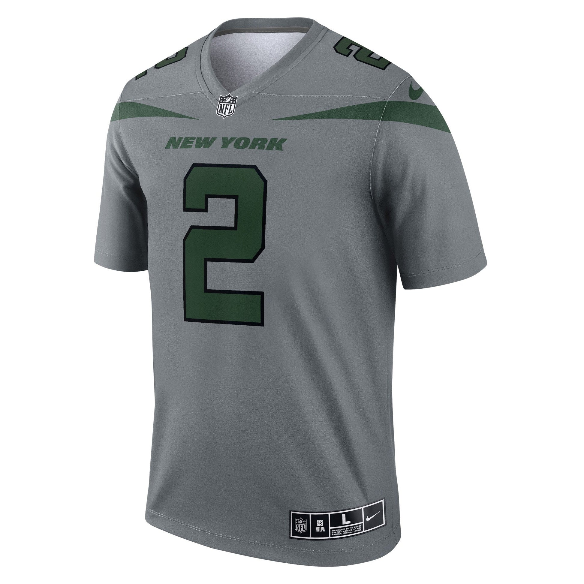 Zach Wilson New York Jets Inverted Legend Jersey - Gray football jersey product view 2