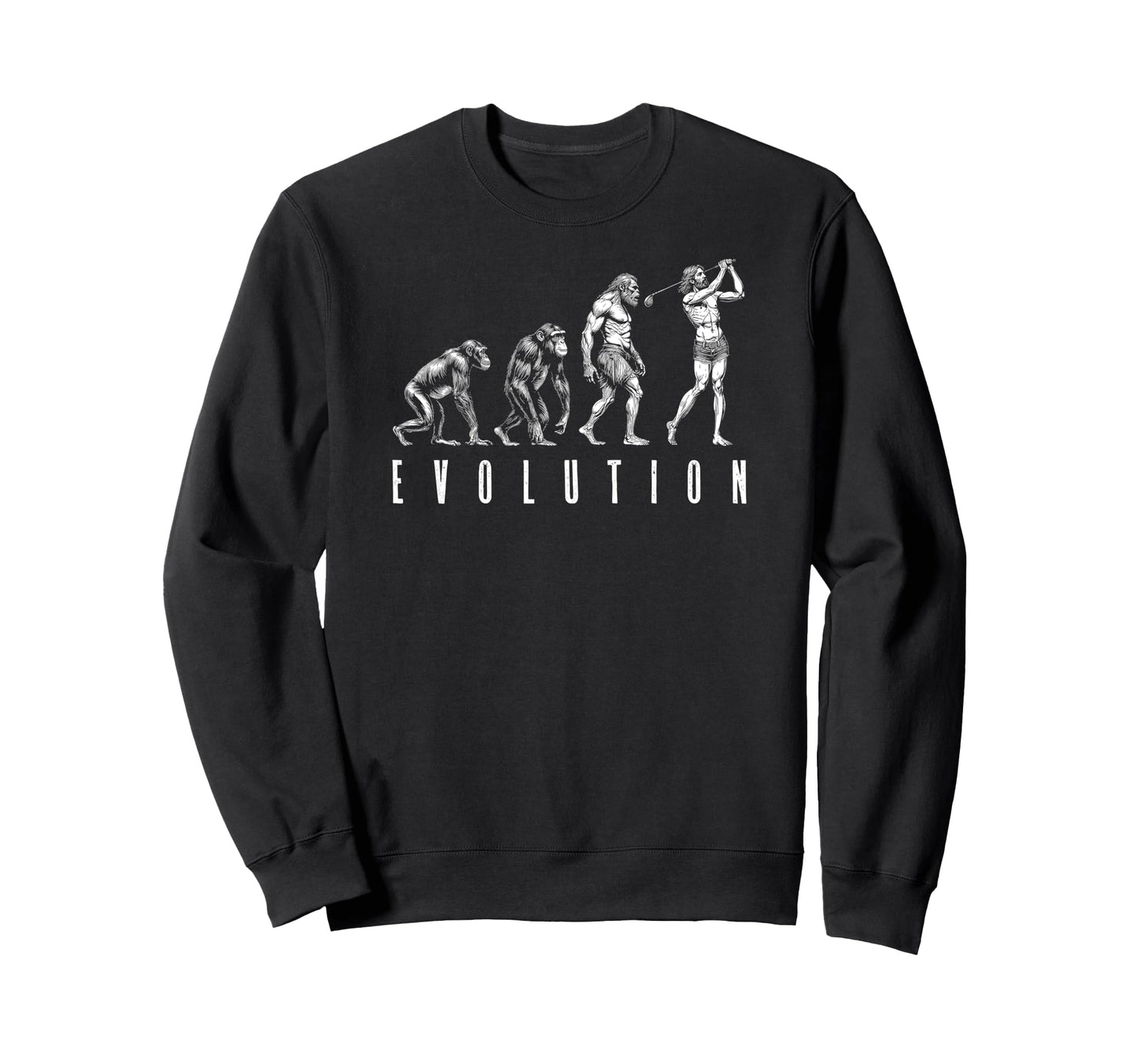 Funny Golfer Evolution Ape Sweatshirt - Fun Novelty Design Men Women - T-Shirt, Sweatshirt, Hoodie