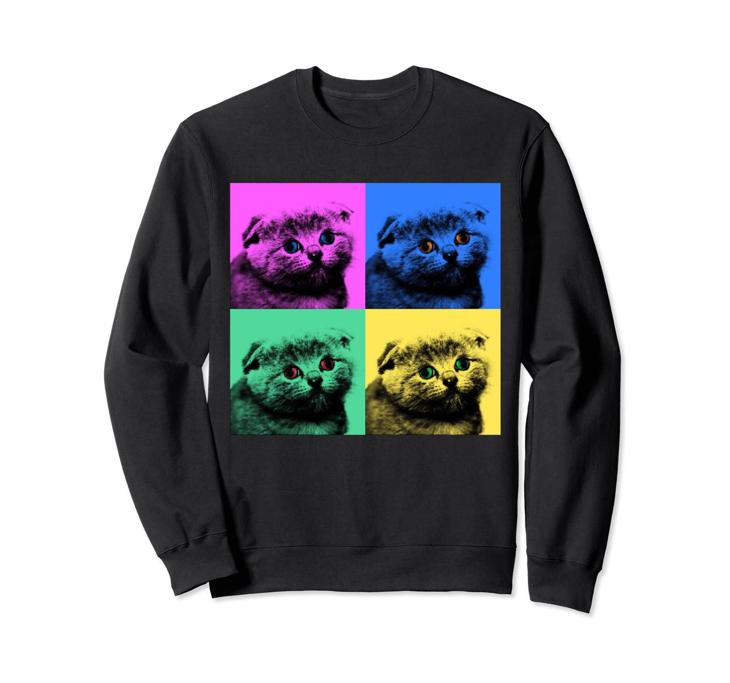 Funny Kitten Cat Pop Art Sweatshirt - Casual Everyday Wear for Adults - T-Shirt, Sweatshirt, Hoodie