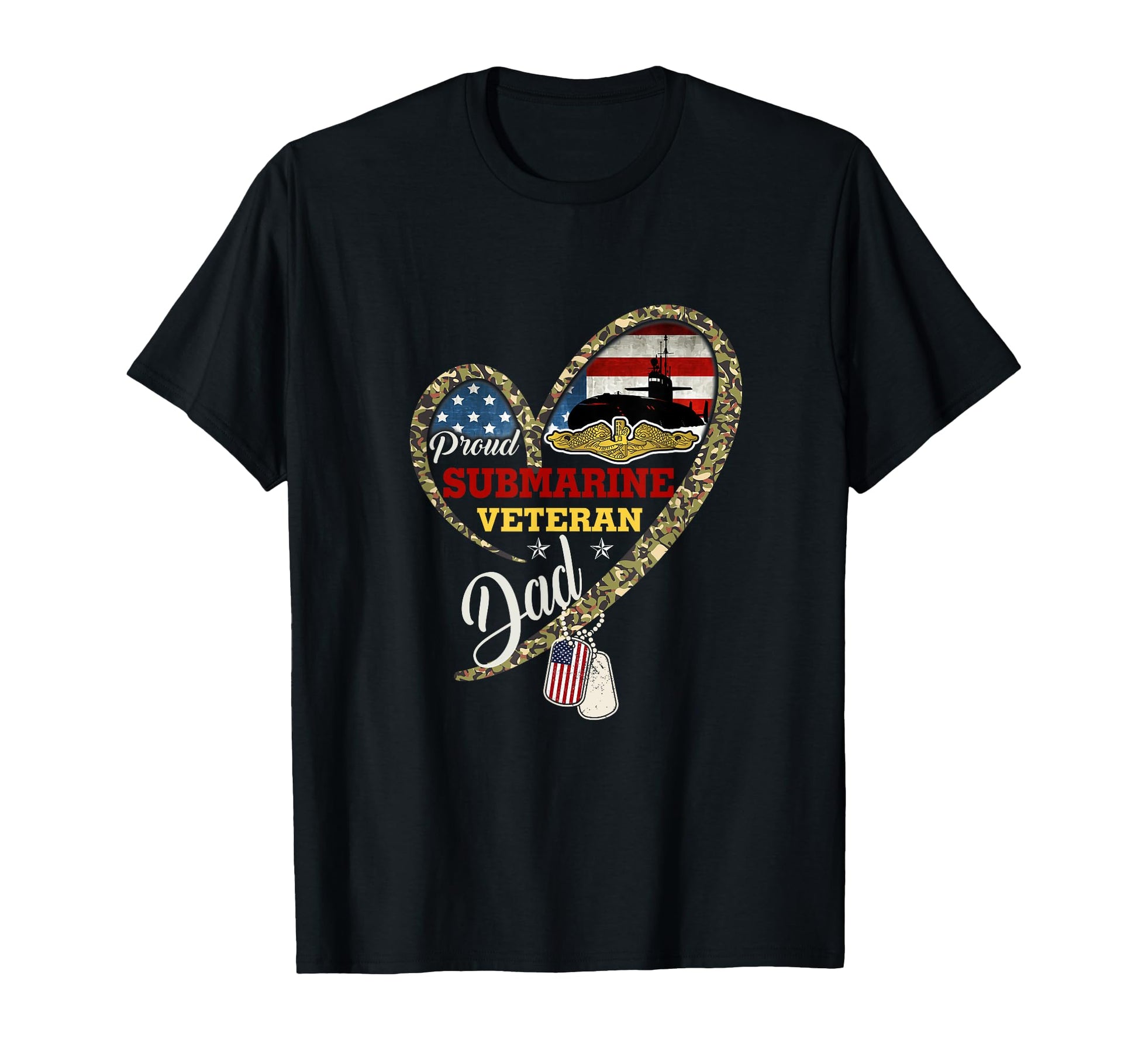 Proud Submarine Veteran Dad Heart Us T-Shirt - Unique Graphic Men Women - T-Shirt, Sweatshirt, Hoodie