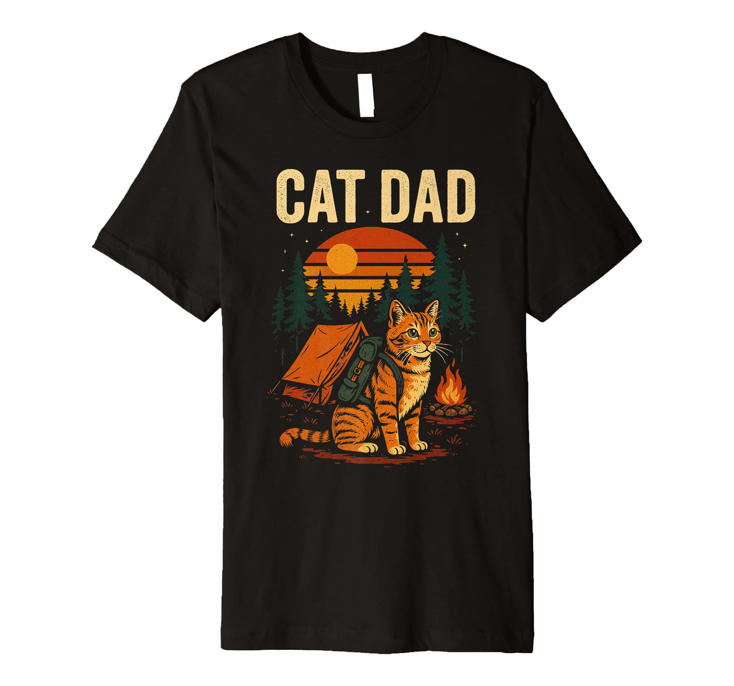 Tabby Cat Dad Camping T-Shirt - Trendy Graphic Unisex - T-Shirt, Sweatshirt, Hoodie