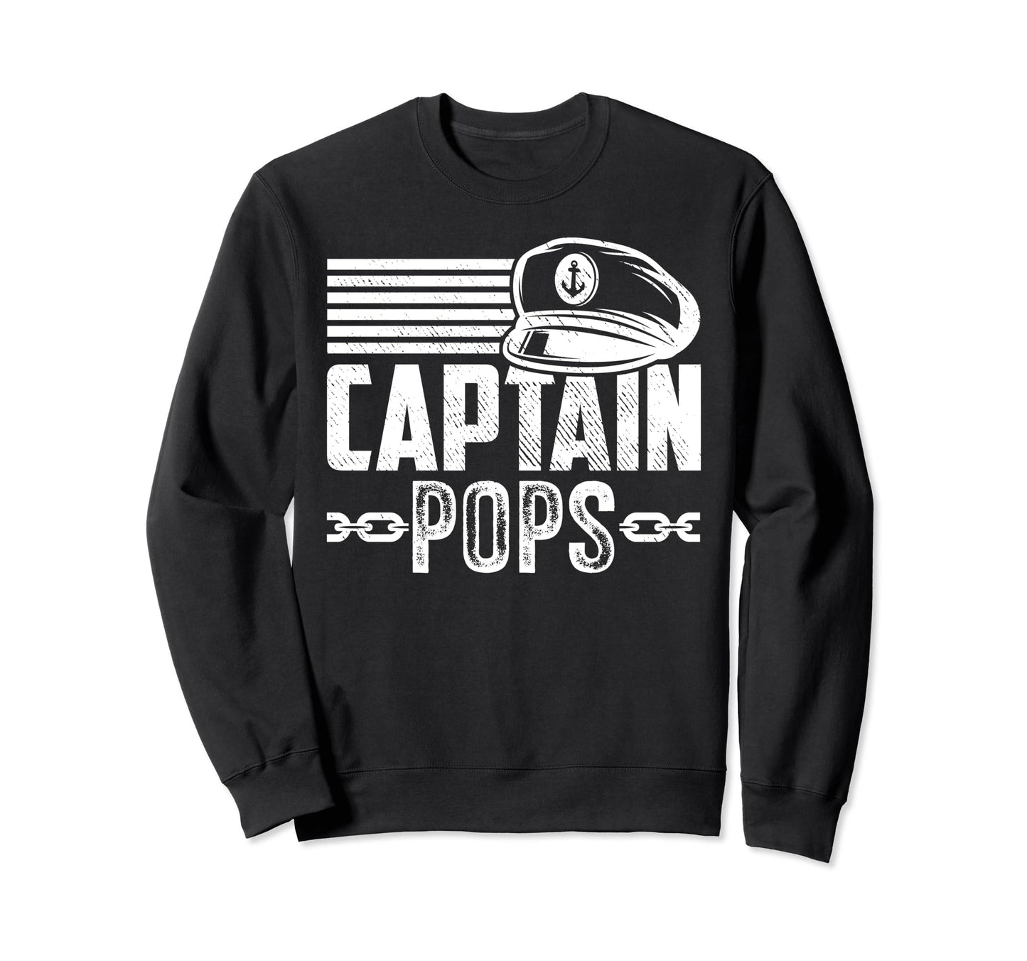 Captain Pops Sailing Captain Hat Sweatshirt - Minimalist Print Men Women - T-Shirt, Sweatshirt, Hoodie