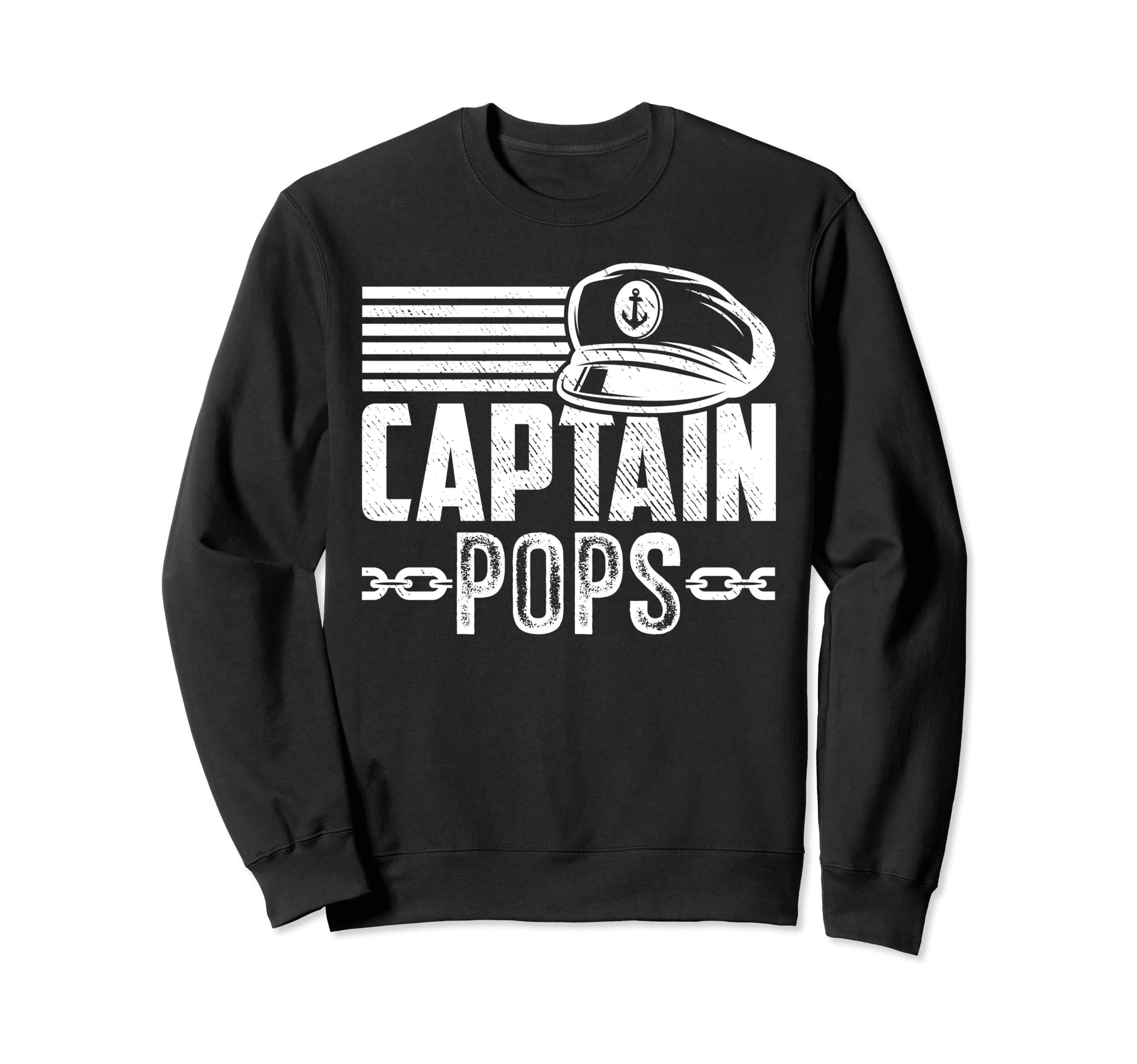Captain Pops Sailing Captain Hat Sweatshirt - Minimalist Print Men Women - T-Shirt, Sweatshirt, Hoodie