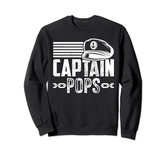 Captain Pops Sailing Captain Hat Sweatshirt - Minimalist Print Men Women - T-Shirt, Sweatshirt, Hoodie