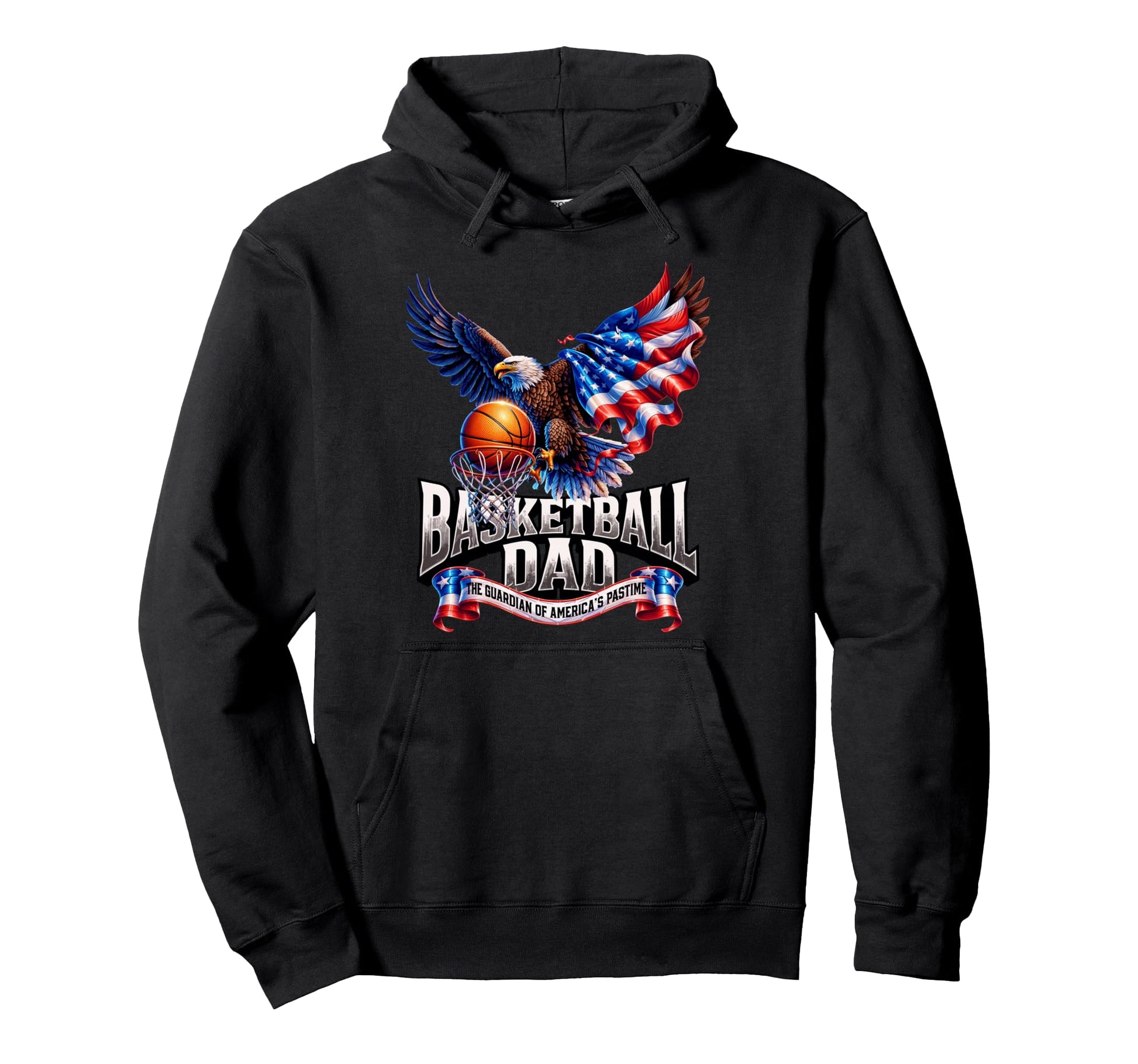 Basketball Dad American Flag Hoodie - Minimalist Print for Adults - T-Shirt, Sweatshirt, Hoodie