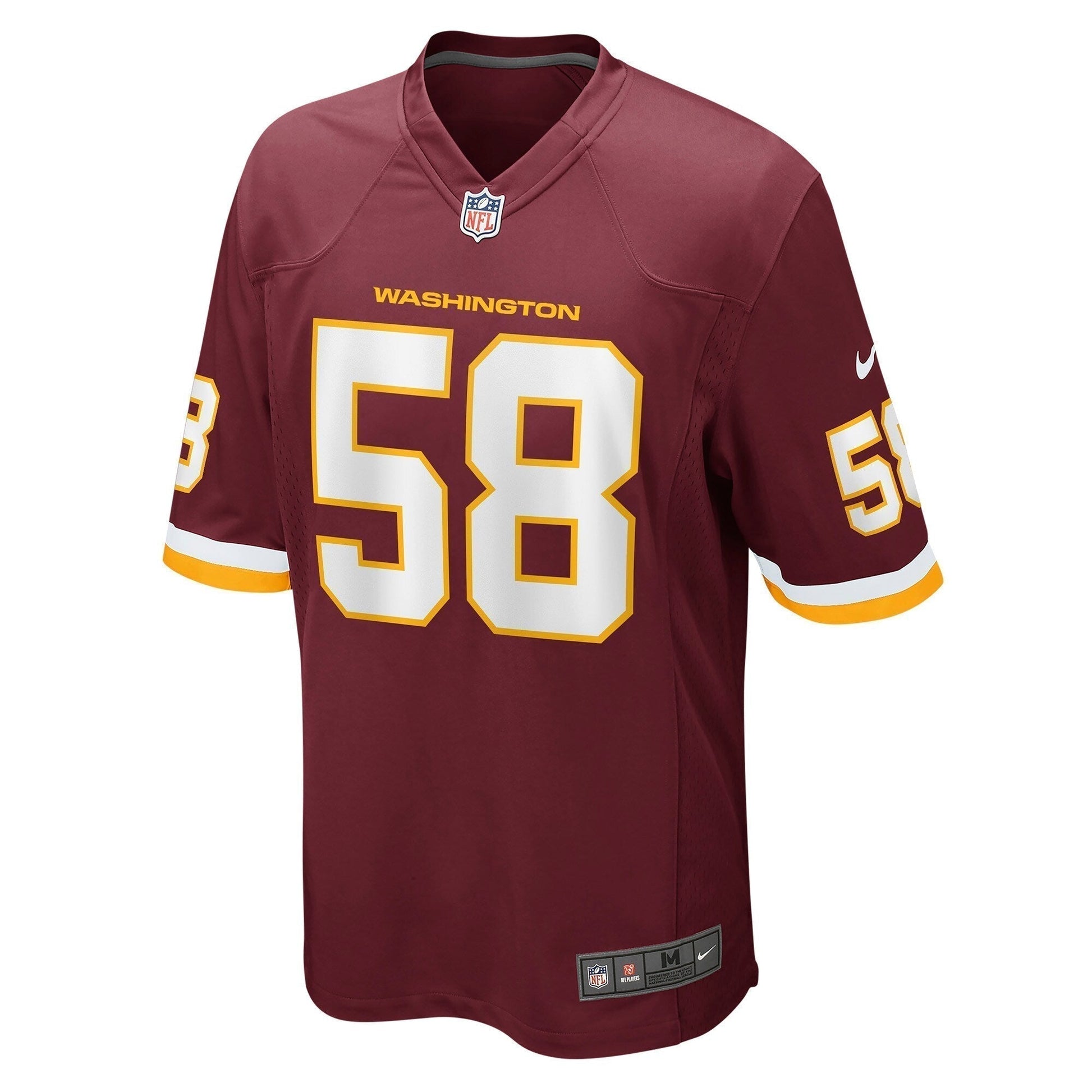 Shaka Toney Washington Football Team Game Jersey - Burgundy football jersey product view 2