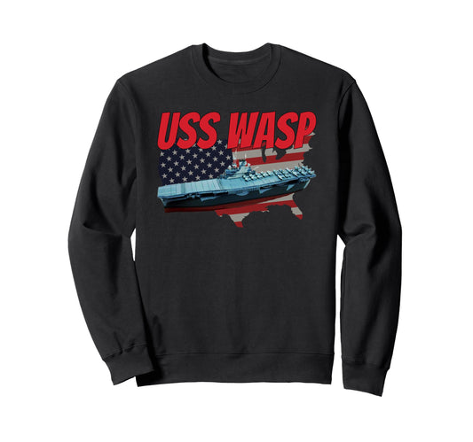 Aircraft Carrier Uss Wasp Cv 7 Sweatshirt - Casual Everyday Wear Unisex - T-Shirt, Sweatshirt, Hoodie