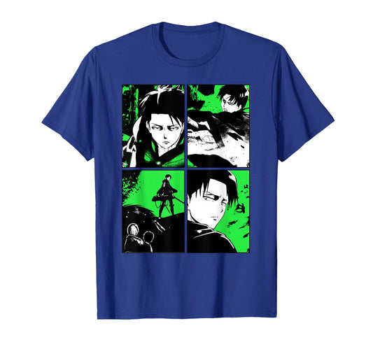Attack Titan Levi 4 Panel Pop Art Anime T-Shirt - Unique Graphic Unisex - T-Shirt, Sweatshirt, Hoodie
