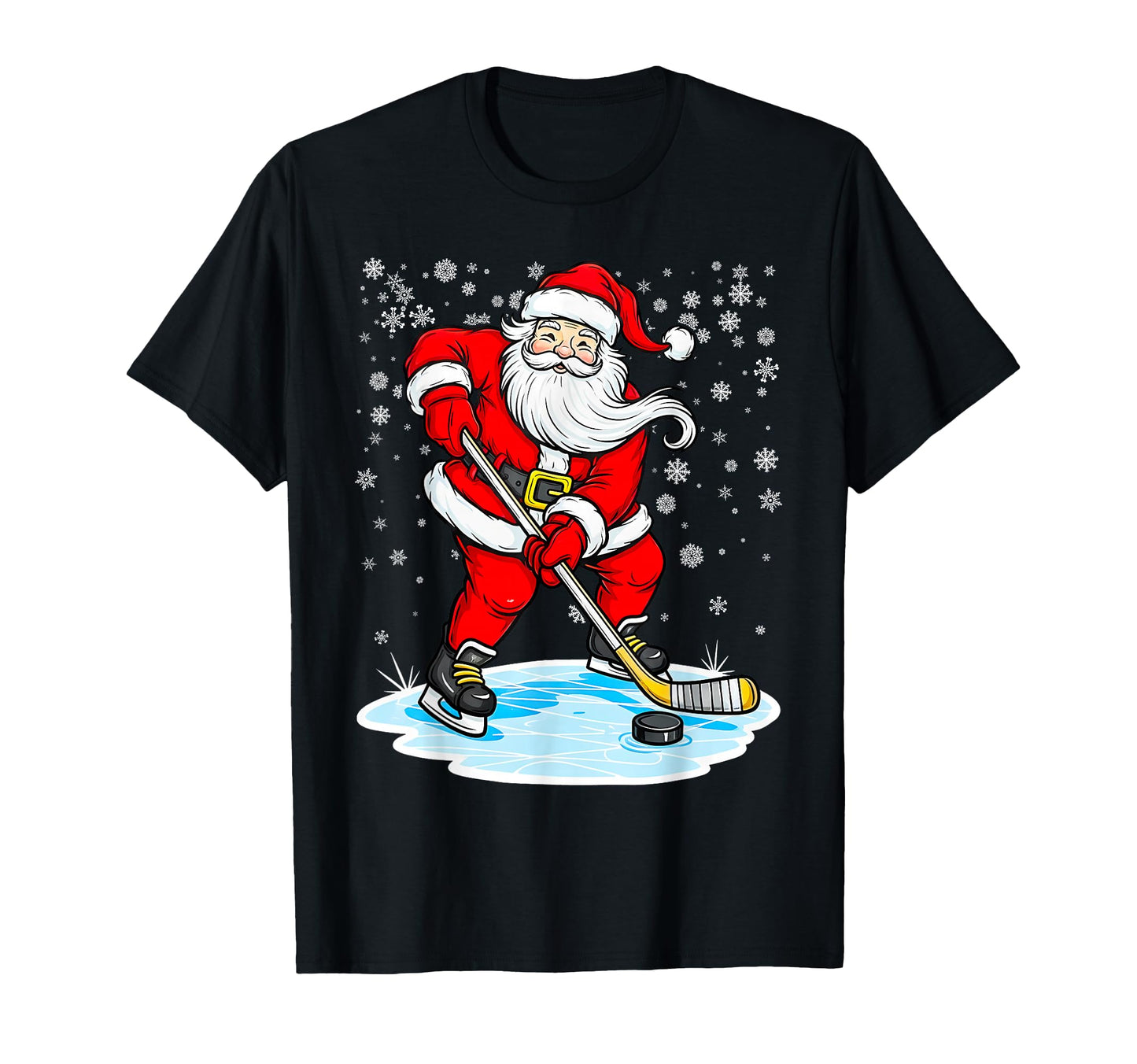 Ice Hockey Santa Claus Player Coach Team T-Shirt - Custom Art Print Unisex - T-Shirt, Sweatshirt, Hoodie