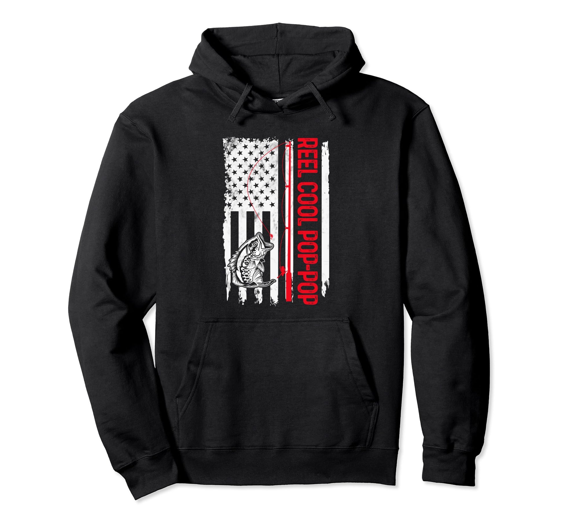 Mens Reel Pop Pop Fishing American Flag Hoodie - Streetwear Style Unisex - T-Shirt, Sweatshirt, Hoodie