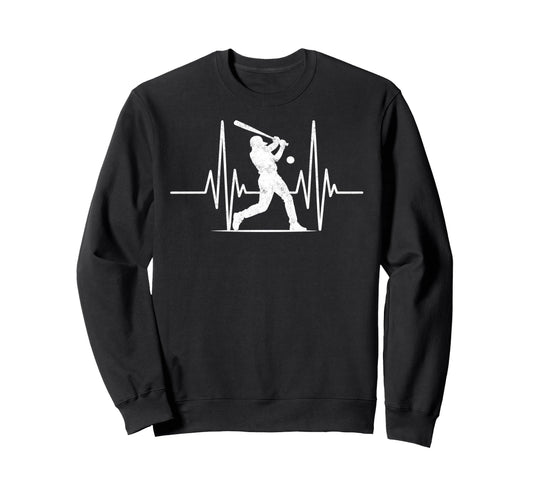 Baseball Player Heartbeat Coach Dad Sweatshirt - Minimalist Print Unisex - T-Shirt, Sweatshirt, Hoodie