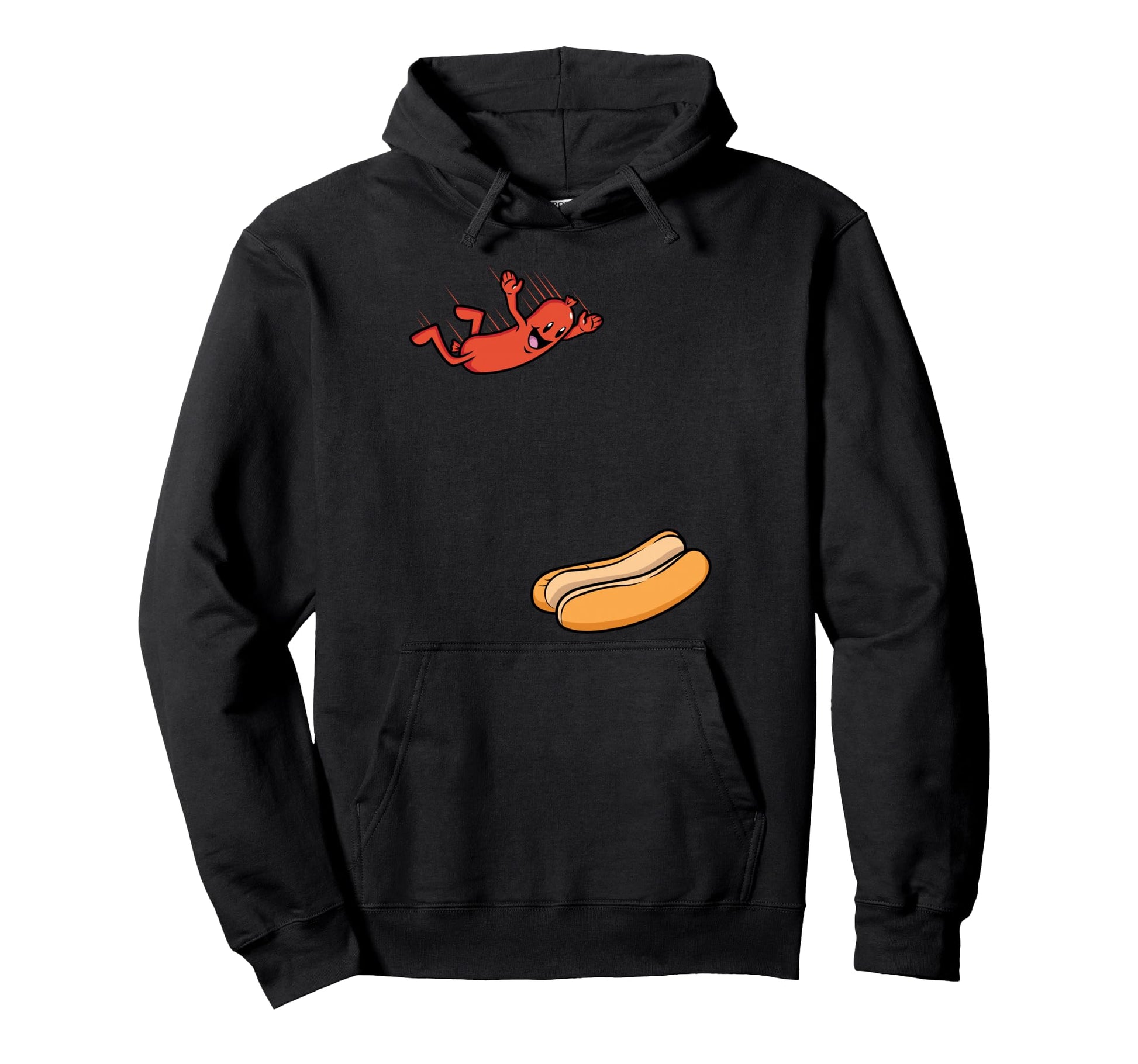 Funny Hotdog Jumping Into Bun Bbq Sausage Hoodie - Streetwear Style Unisex - T-Shirt, Sweatshirt, Hoodie