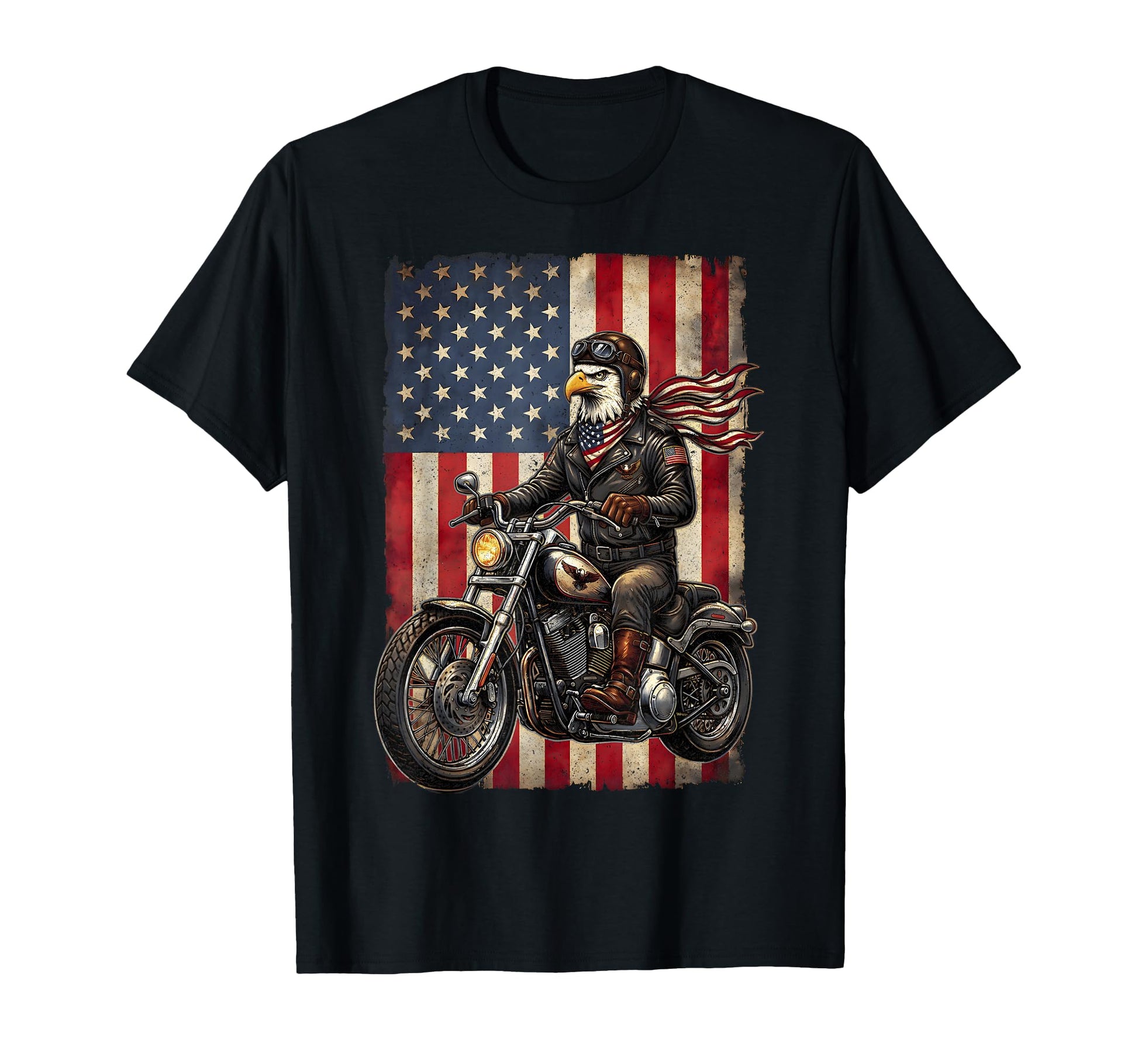 American Flag Biker Eagle Patriotic T-Shirt - Novelty Apparel for Adults - T-Shirt, Sweatshirt, Hoodie