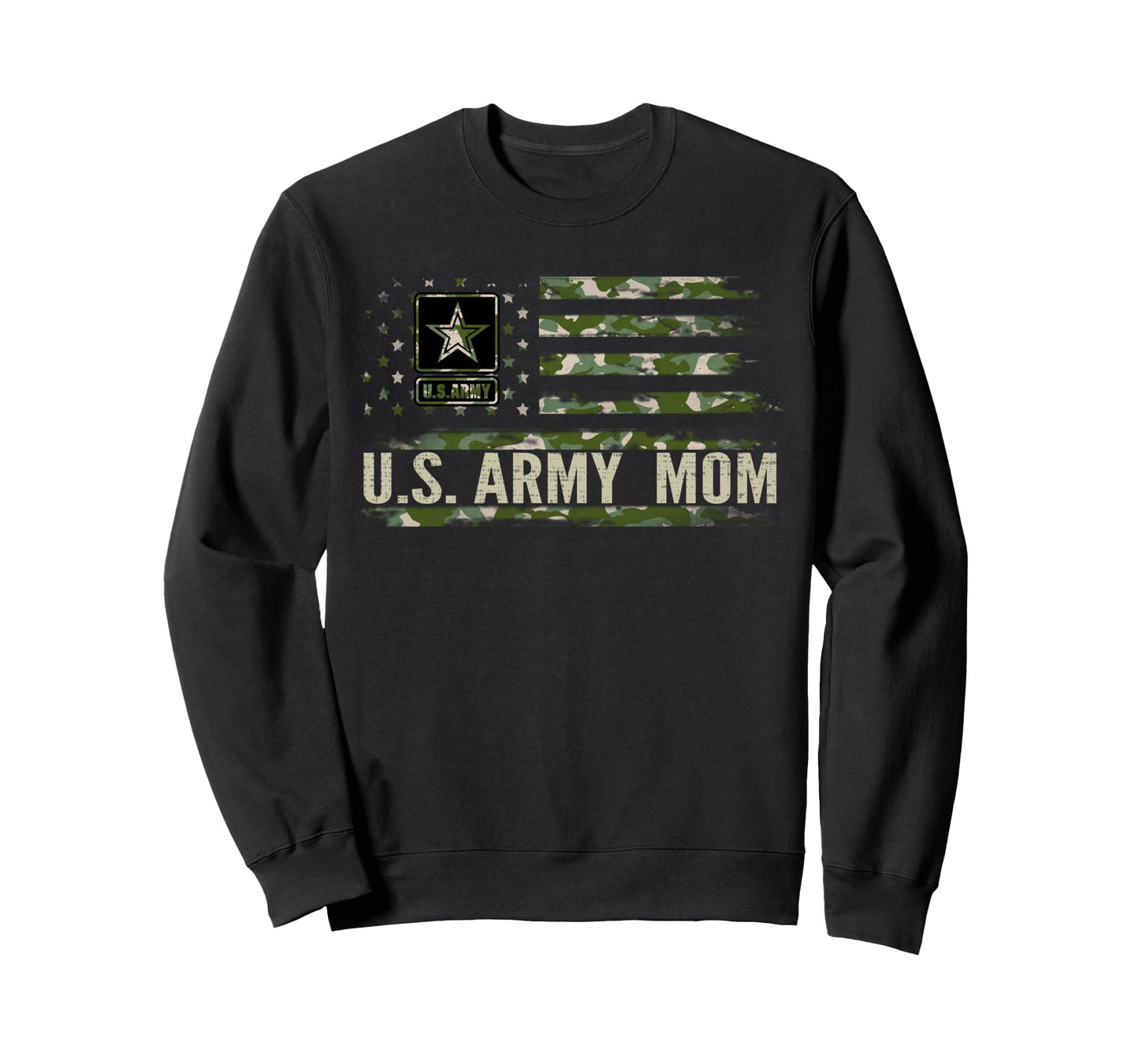 U S Army Mom Camo American Flag Sweatshirt - Casual Everyday Wear Unisex - T-Shirt, Sweatshirt, Hoodie