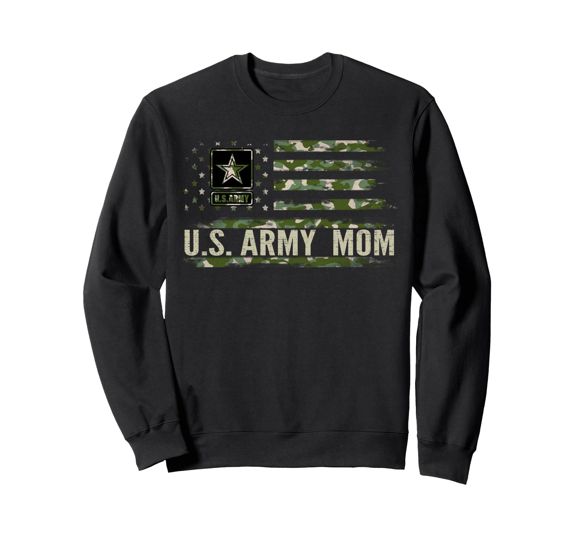 U S Army Mom Camo American Flag Sweatshirt - Casual Everyday Wear Unisex - T-Shirt, Sweatshirt, Hoodie