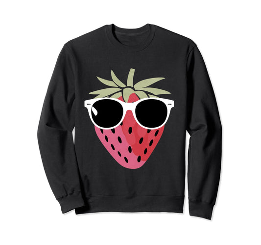 Chic Pop Art Strawberry Sunglasses Sweatshirt - Graphic Print Men Women - T-Shirt, Sweatshirt, Hoodie