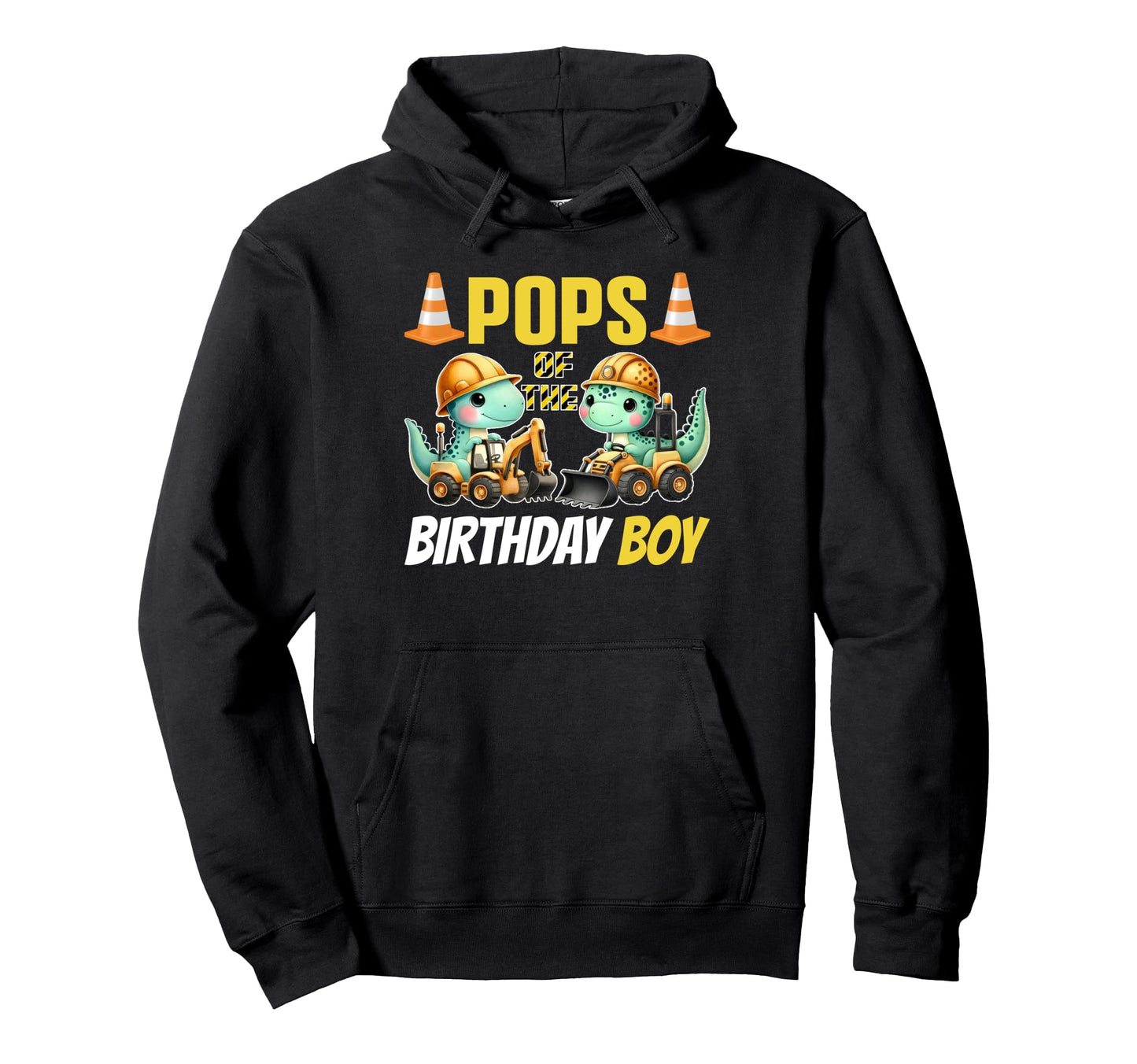 Pops Birthday Construction Worker Birthday Hoodie - Graphic Print Unisex - T-Shirt, Sweatshirt, Hoodie