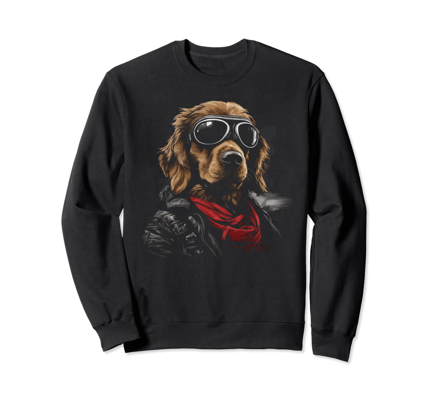 Motorcycle Dad Biker Dog Golden Sweatshirt - Aesthetic Graphic Men Women - T-Shirt, Sweatshirt, Hoodie