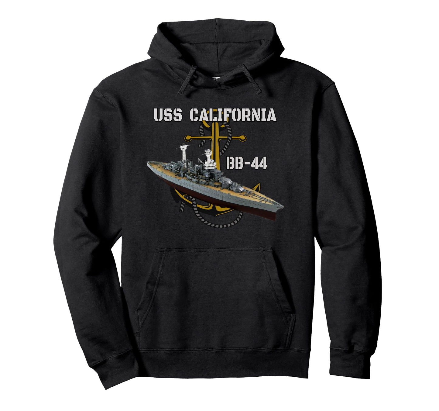 Uss California Bb 44 Battleship Hoodie - Casual Everyday Wear for Adults - T-Shirt, Sweatshirt, Hoodie