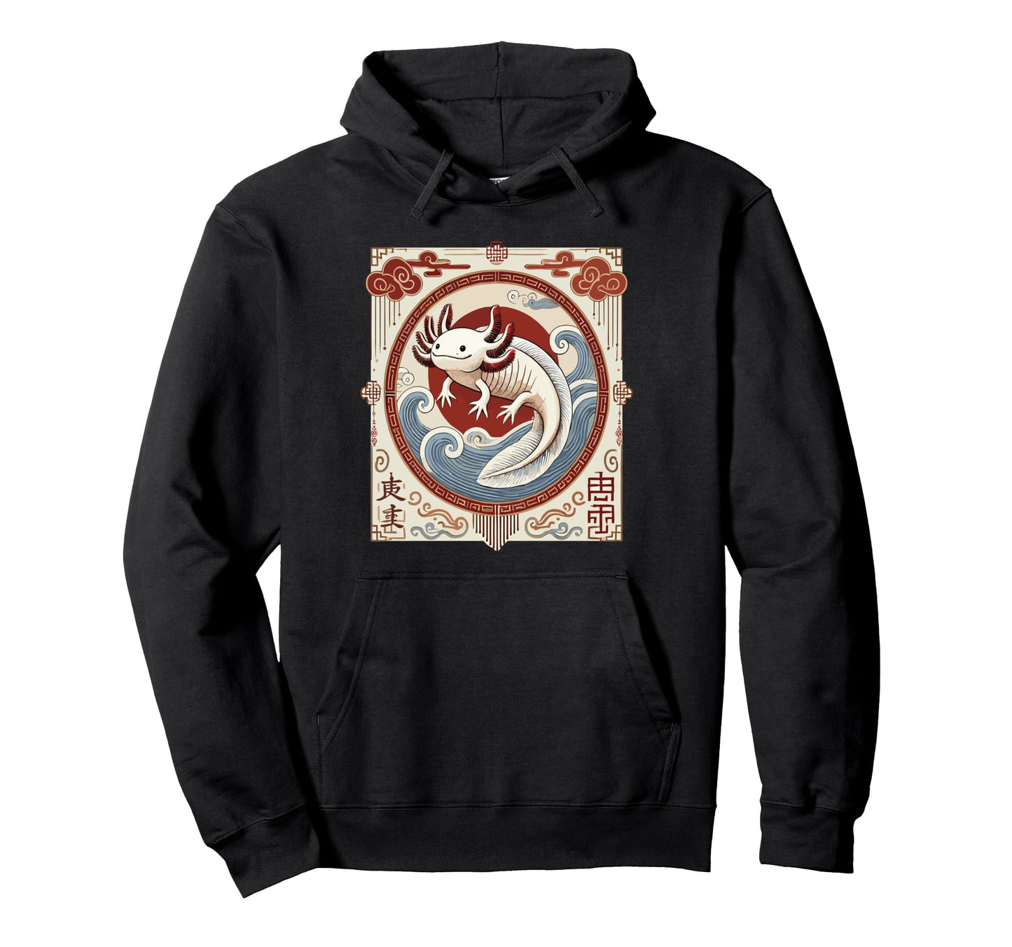 Axolotlzilla Axolotl Japanese Art Hoodie - Aesthetic Graphic for Adults - T-Shirt, Sweatshirt, Hoodie