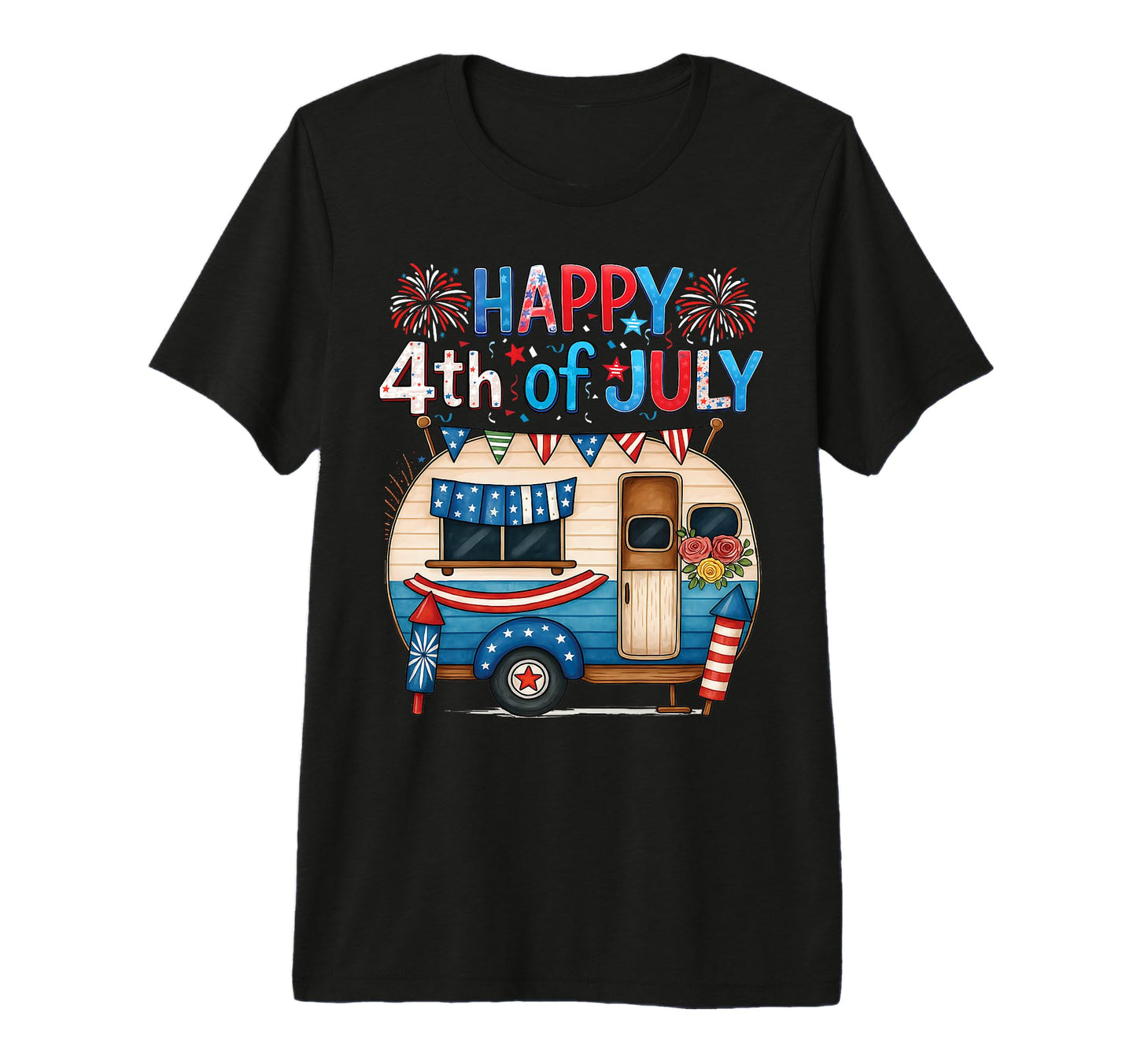 Patriotic Rv Camper American Flag 4Th July T-Shirt - Graphic Print Unisex - T-Shirt, Sweatshirt, Hoodie