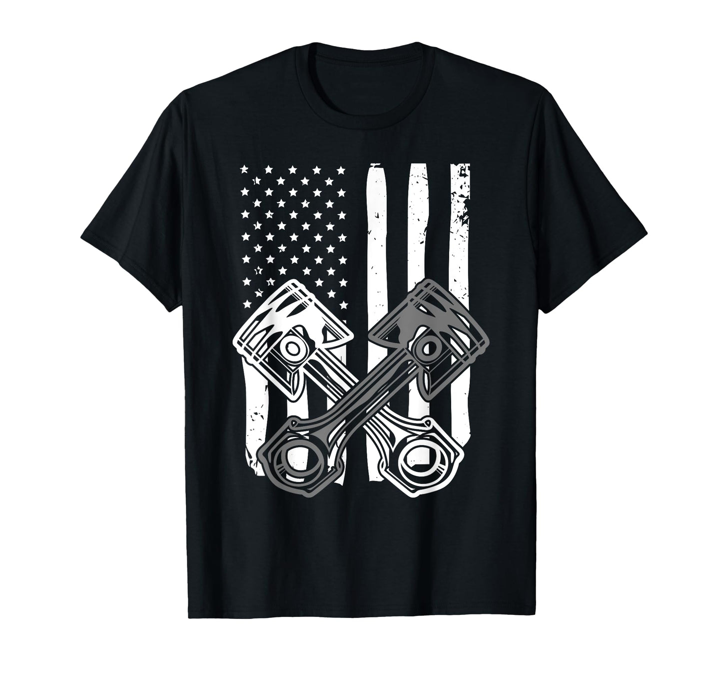 American Flag Piston Funny Muscle Car T-Shirt - Minimalist Print Men Women - T-Shirt, Sweatshirt, Hoodie