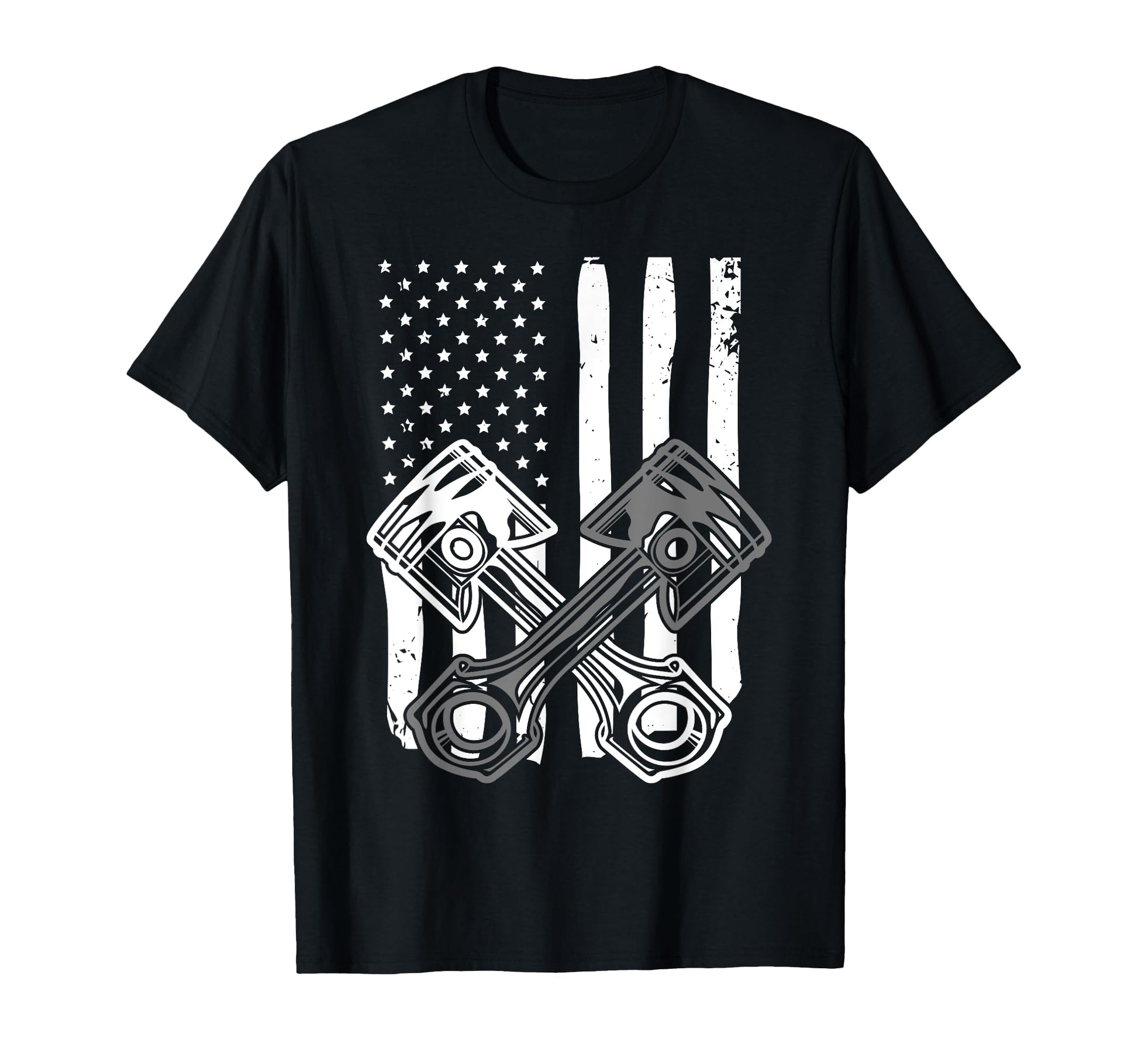 American Flag Piston Funny Muscle Car T-Shirt - Minimalist Print Men Women - T-Shirt, Sweatshirt, Hoodie