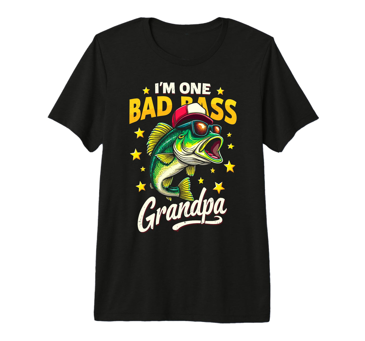 Im One Bad Bass Grandpa Fisherman T-Shirt - Trendy Graphic for Adults - T-Shirt, Sweatshirt, Hoodie