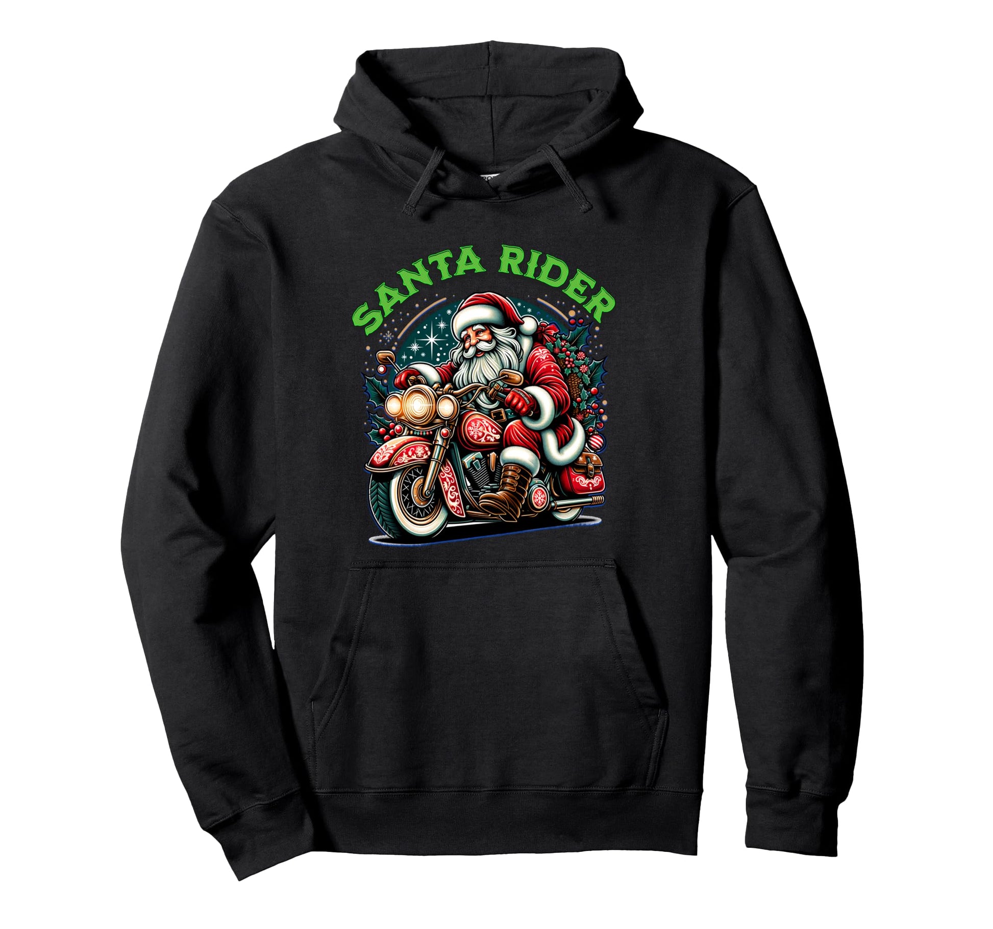 Biker Santa Motorcycle Fan Big Bike Dad Hoodie - Novelty Apparel Unisex - T-Shirt, Sweatshirt, Hoodie
