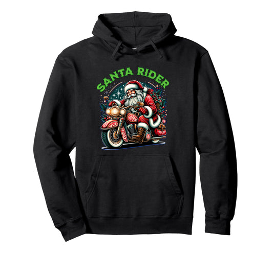 Biker Santa Motorcycle Fan Big Bike Dad Hoodie - Novelty Apparel Unisex - T-Shirt, Sweatshirt, Hoodie