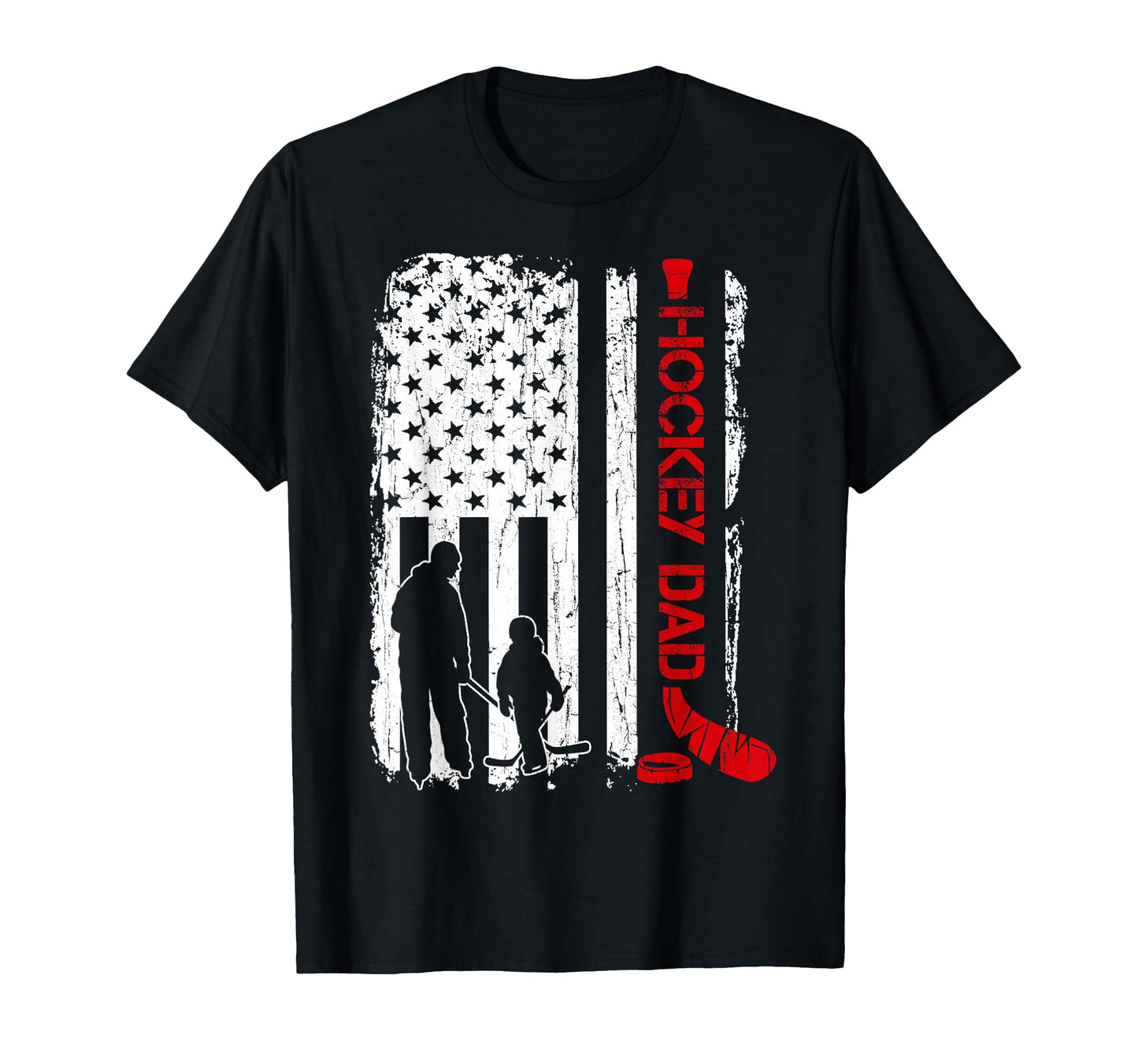 Hockey Dad Gift Hockey American Flag T-Shirt - Aesthetic Graphic Unisex - T-Shirt, Sweatshirt, Hoodie