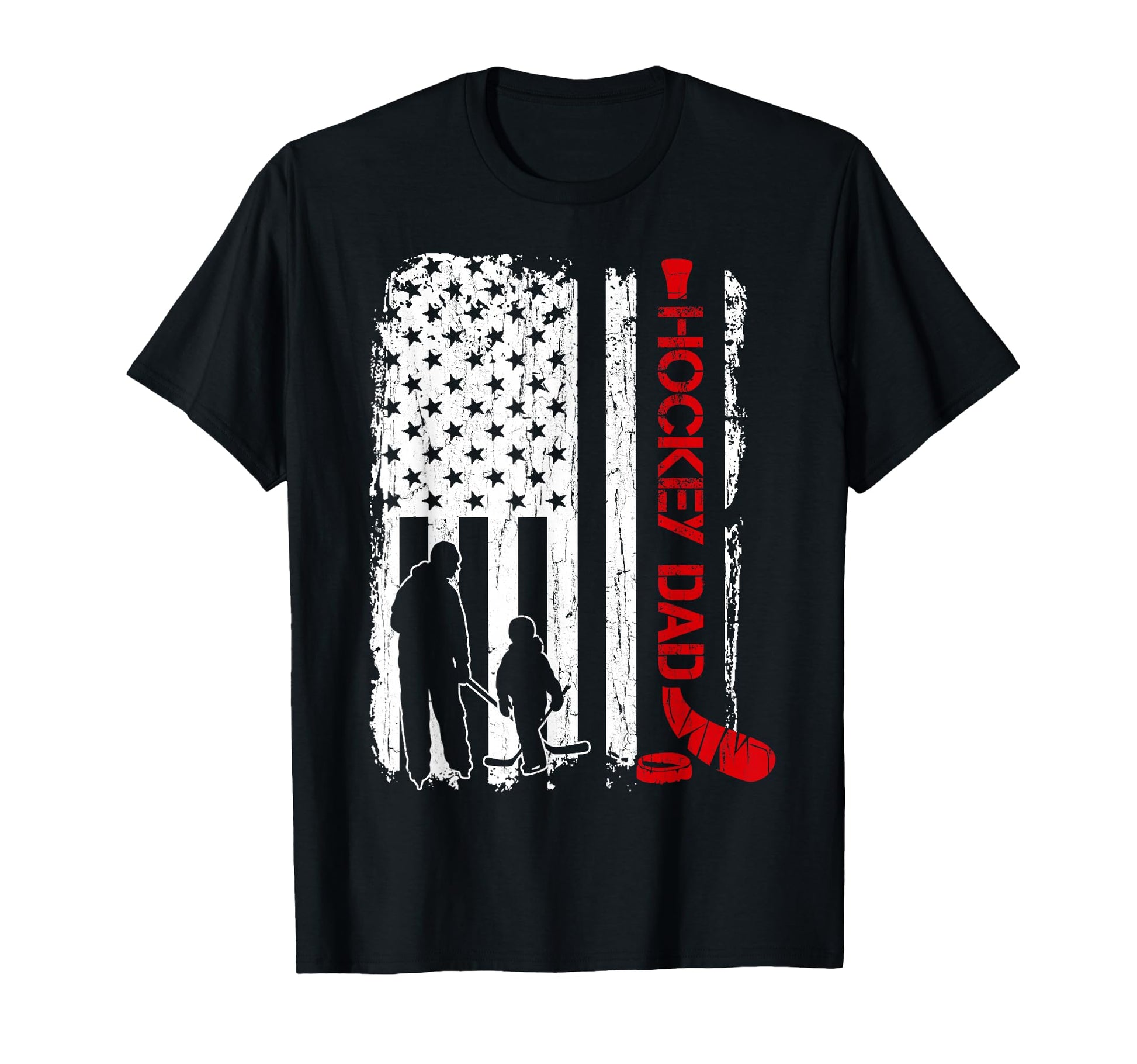 Hockey Dad Gift Hockey American Flag T-Shirt - Aesthetic Graphic Unisex - T-Shirt, Sweatshirt, Hoodie