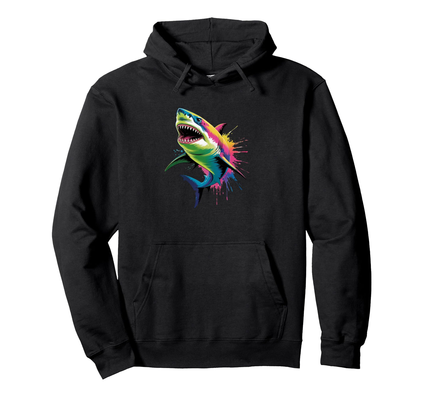 Vibrant Pop Art Shark Colorful Splash Hoodie - Aesthetic Graphic Men Women - T-Shirt, Sweatshirt, Hoodie