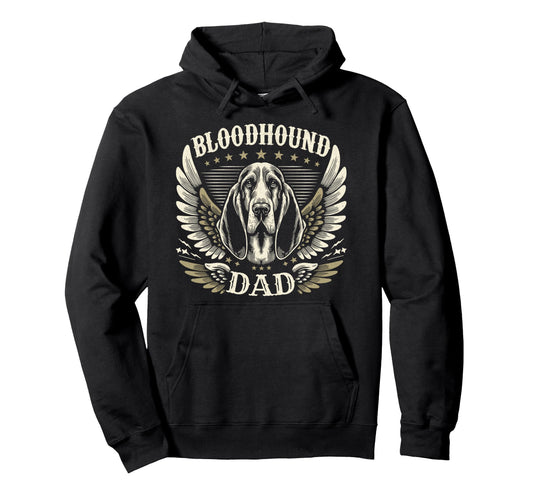 Bloodhound Dad Biker Wings Metal Hoodie - Streetwear Style for Adults - T-Shirt, Sweatshirt, Hoodie
