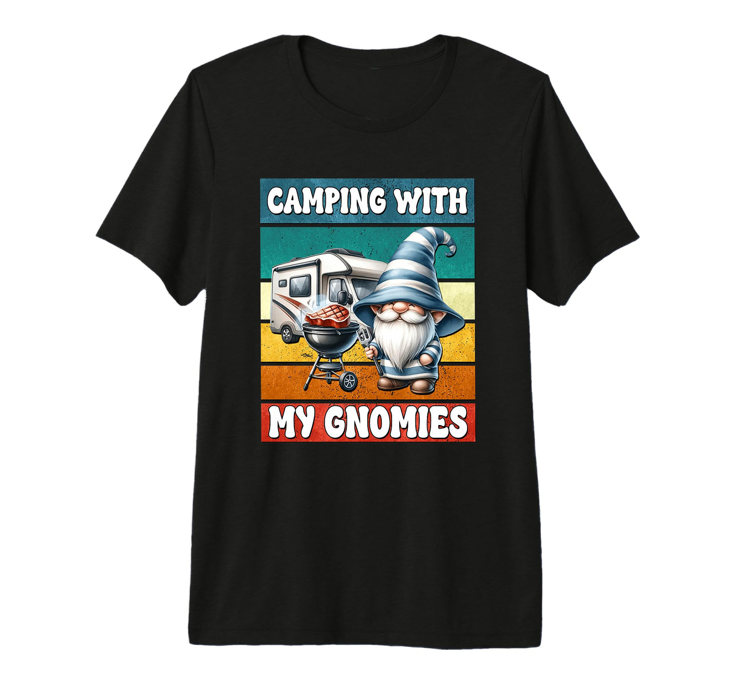 Camper Dad Grilling Gnome Funny T-Shirt - Custom Art Print Men Women - T-Shirt, Sweatshirt, Hoodie