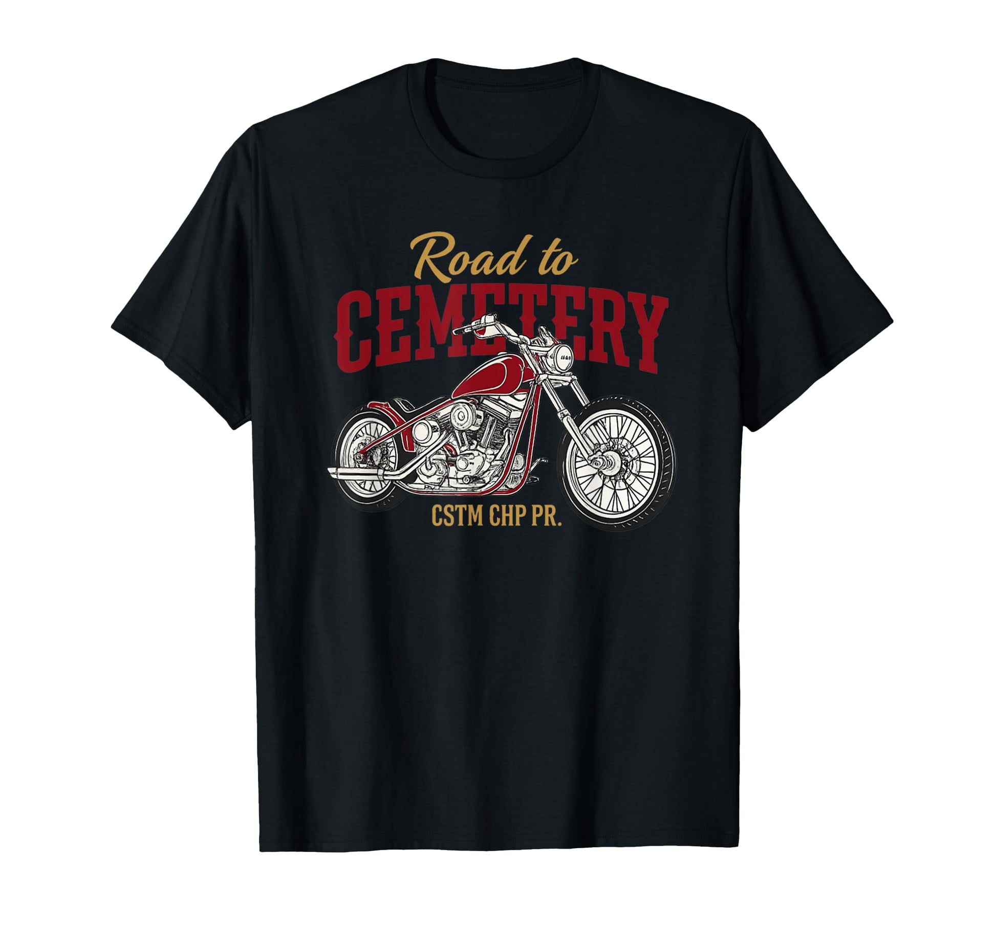 Funny Road To Cemetery Bike Motorbike T-Shirt - Minimalist Print for Adults - T-Shirt, Sweatshirt, Hoodie