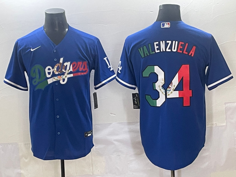 Men's Los Angeles Dodgers Fernando Valenzuela Blue Player Jersey baseball jersey product view 1