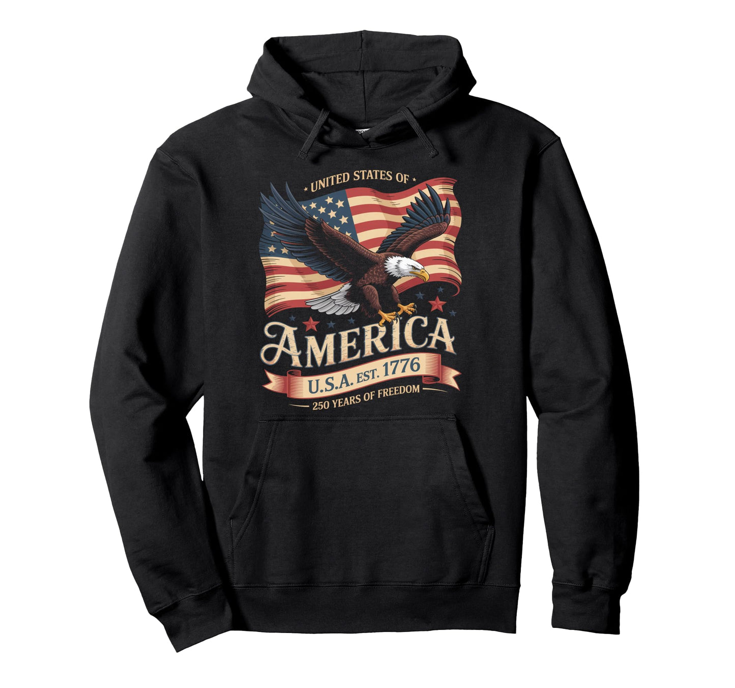 250Th Anniversary Us 4Th July American Flag Hoodie - Trendy Graphic Unisex - T-Shirt, Sweatshirt, Hoodie