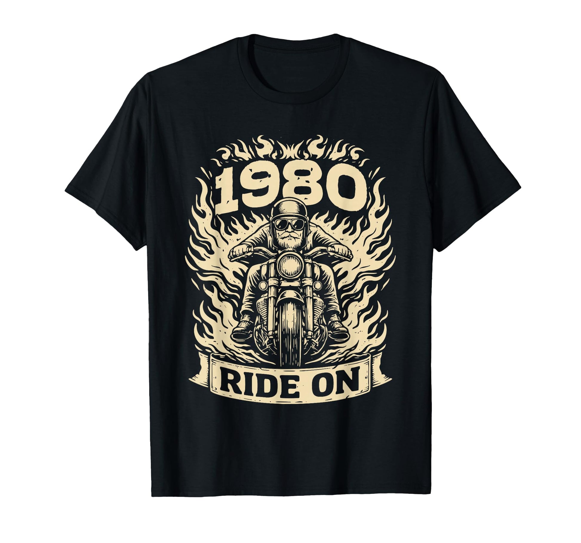 Biker 1980 Ride Birthday Motorcycle Rider T-Shirt - Trendy Graphic Unisex - T-Shirt, Sweatshirt, Hoodie