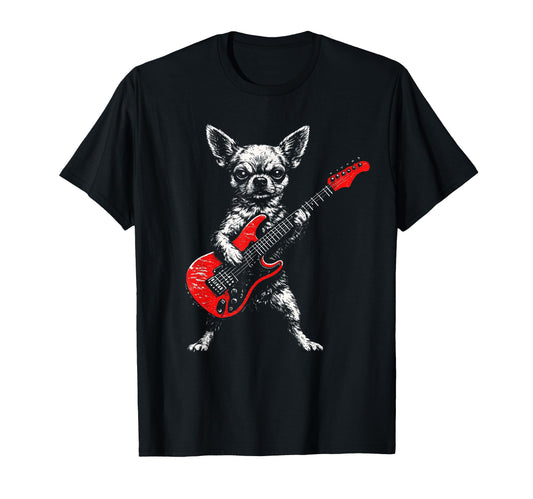Chihuahua Rock Funny Dog Playing T-Shirt - Fun Novelty Design for Adults - T-Shirt, Sweatshirt, Hoodie