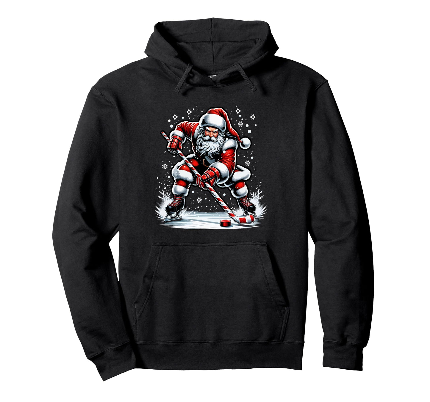 Santa Hockey Ugly Ice Hockey Hoodie - Novelty Apparel Unisex - T-Shirt, Sweatshirt, Hoodie