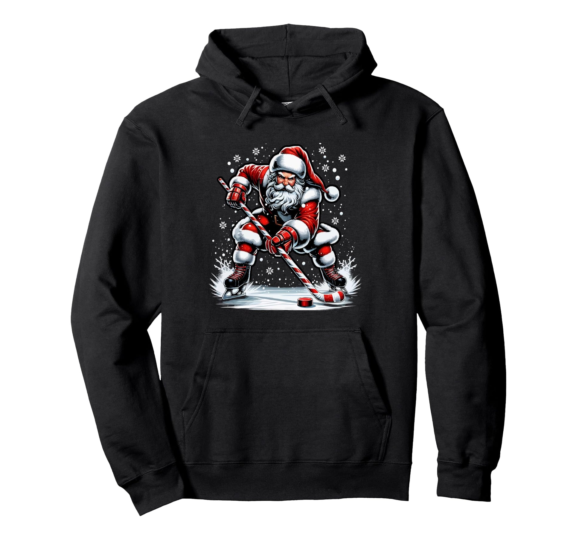 Santa Hockey Ugly Ice Hockey Hoodie - Novelty Apparel Unisex - T-Shirt, Sweatshirt, Hoodie