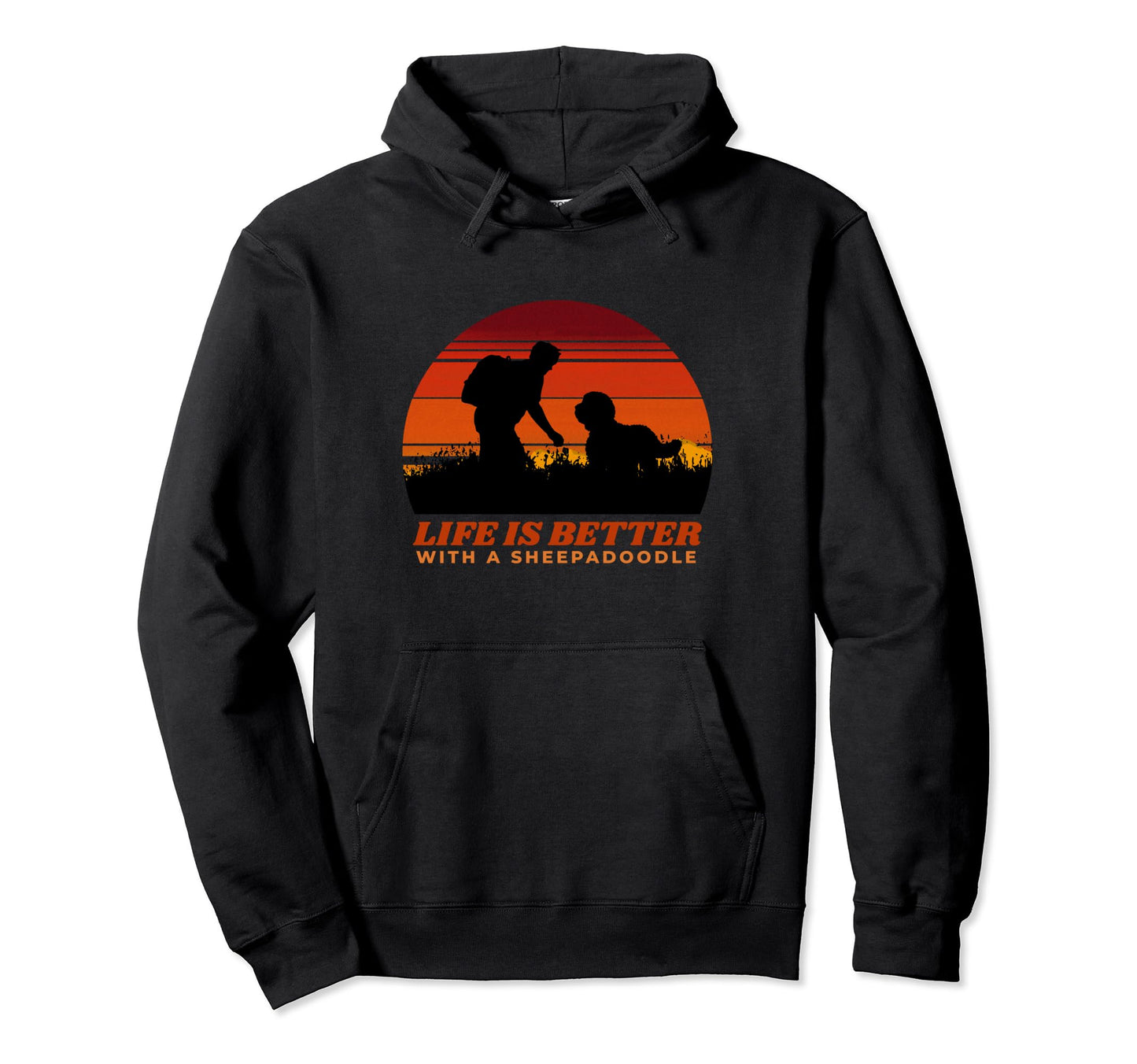Life Is Better Sheepadoodle Distressed Hoodie - Minimalist Print Unisex - T-Shirt, Sweatshirt, Hoodie