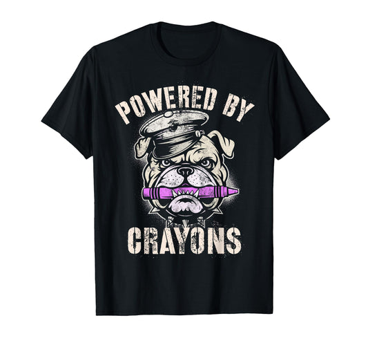 Bulldog Powered Crayons Bulldog T-Shirt - Aesthetic Graphic Men Women - T-Shirt, Sweatshirt, Hoodie