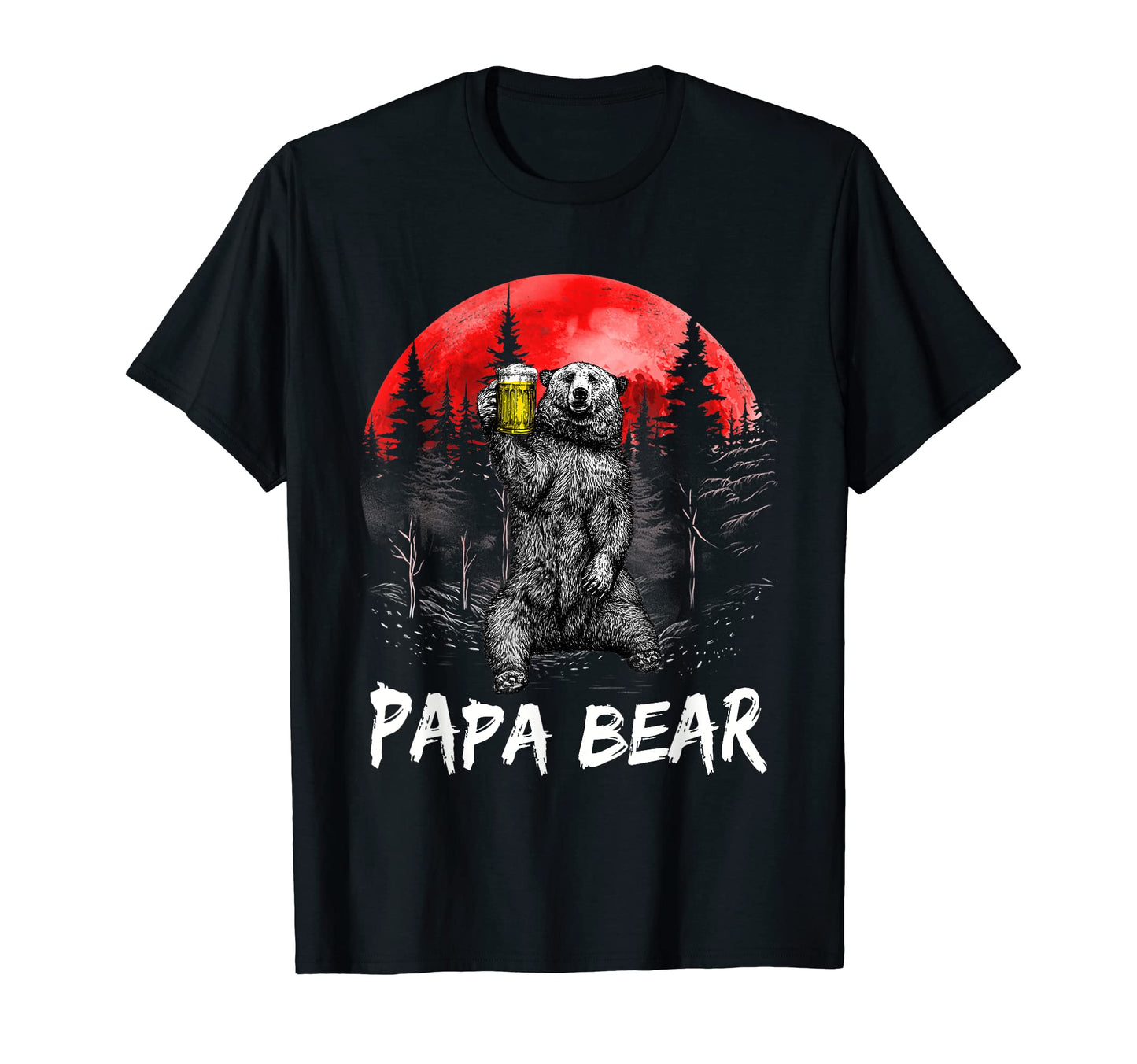 Mens Papa Bear Drinking Beer Funny T-Shirt - Custom Art Print Men Women - T-Shirt, Sweatshirt, Hoodie