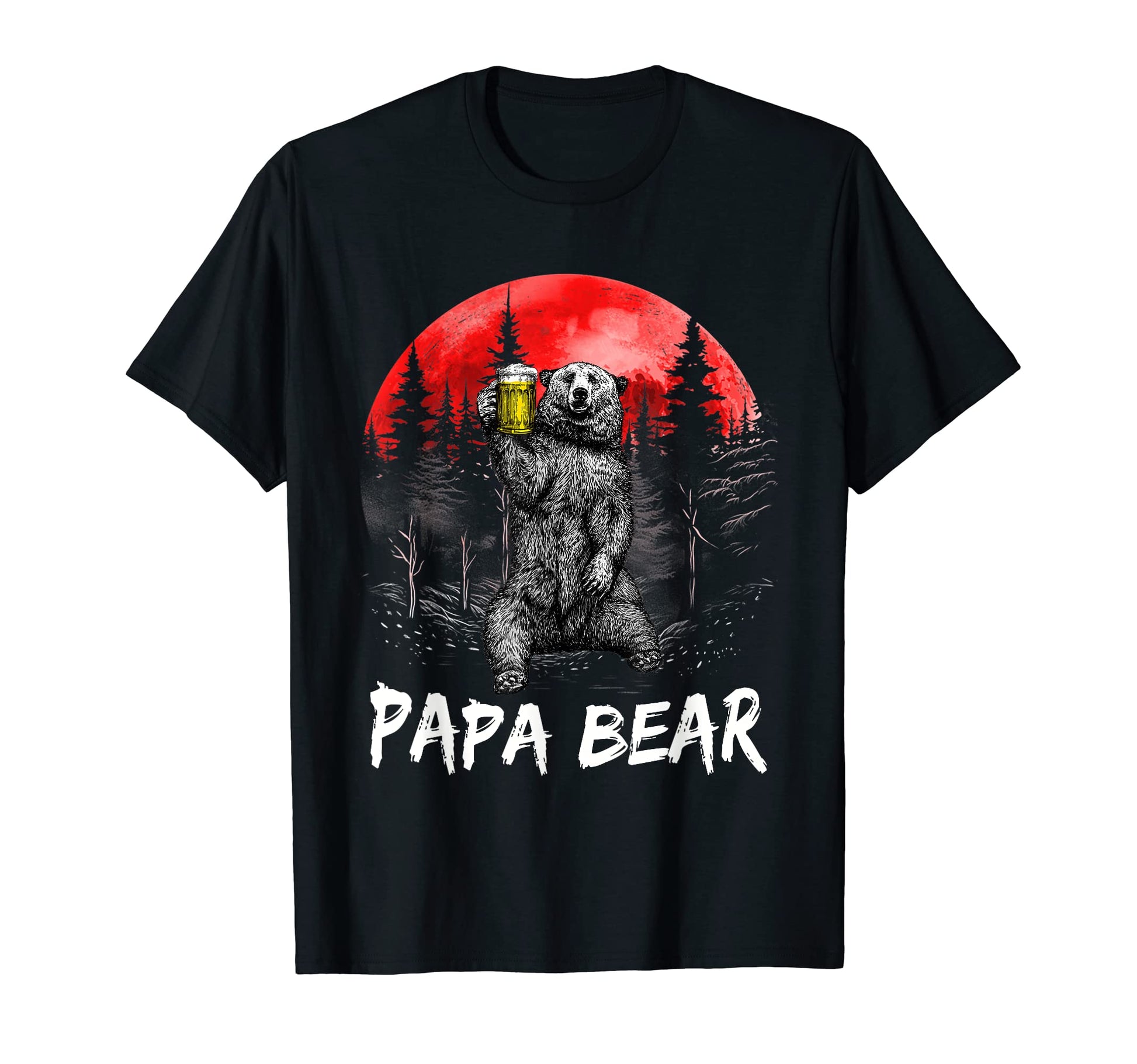 Mens Papa Bear Drinking Beer Funny T-Shirt - Custom Art Print Men Women - T-Shirt, Sweatshirt, Hoodie